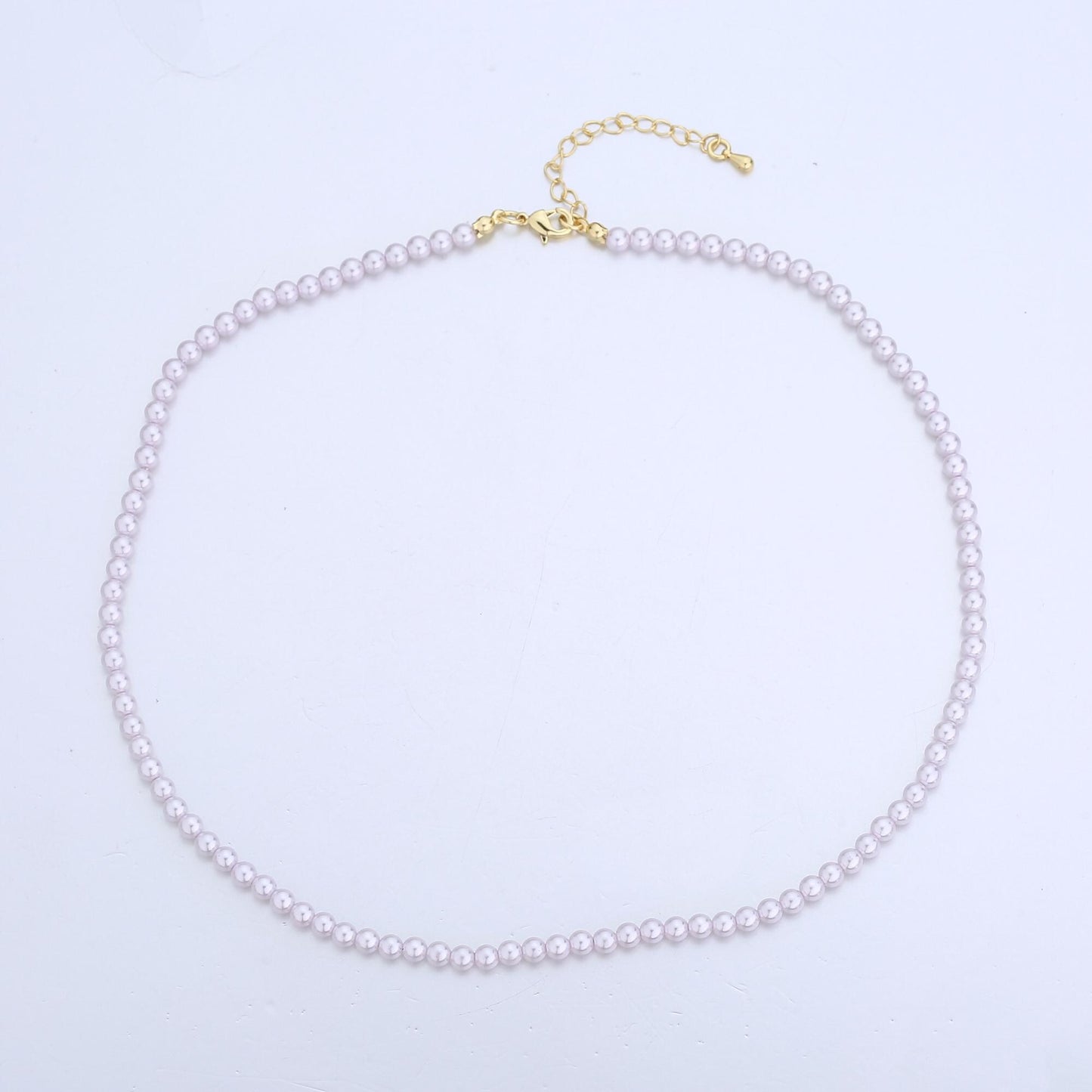 Handcrafted Lavender Shell Pearl Necklace 17 inch + 2 inch extender for Layering minimalist Jewelry Making Supply WA2780