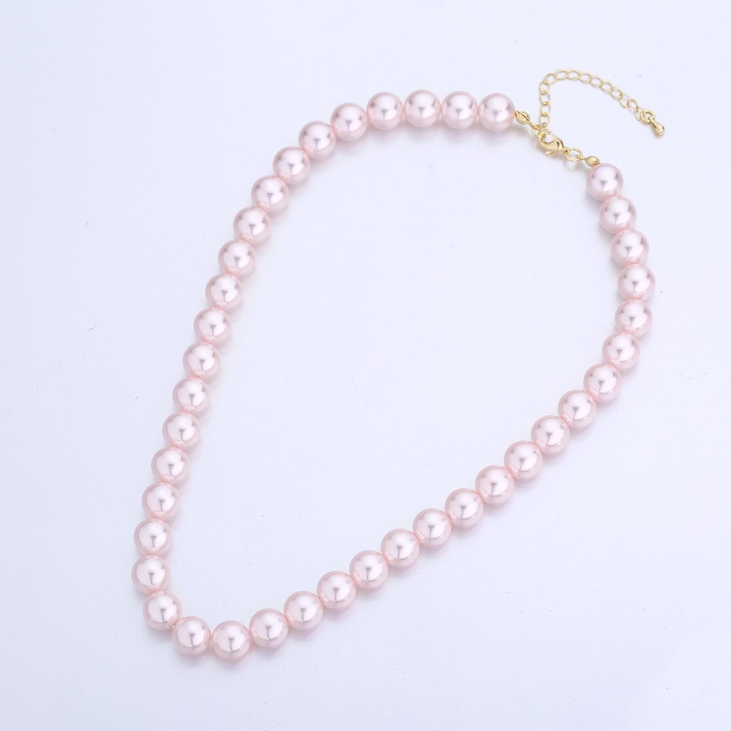 Handcrafted Soft Pink Shell Pearl Necklace 17 inch + 2 inch extender for Layering minimalist Jewelry Making Supply WA2785