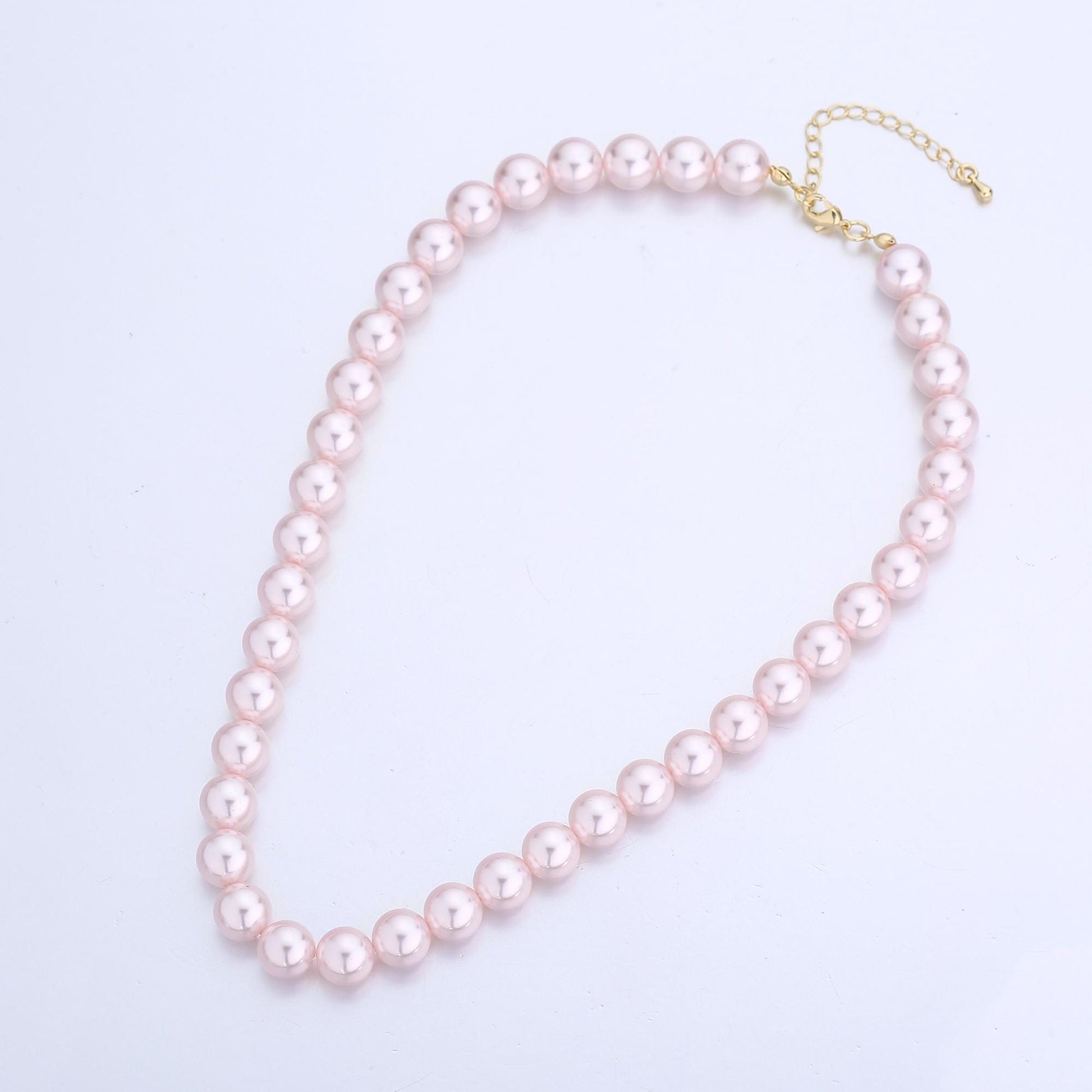 Handcrafted Soft Pink Shell Pearl Necklace 17 inch + 2 inch extender for Layering minimalist Jewelry Making Supply WA2785