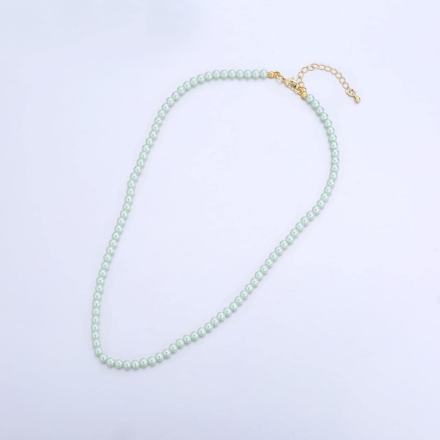 Handcrafted Soft Blue Shell Pearl Necklace 17 inch + 2 inch extender for Layering minimalist Jewelry Making Supply WA2800
