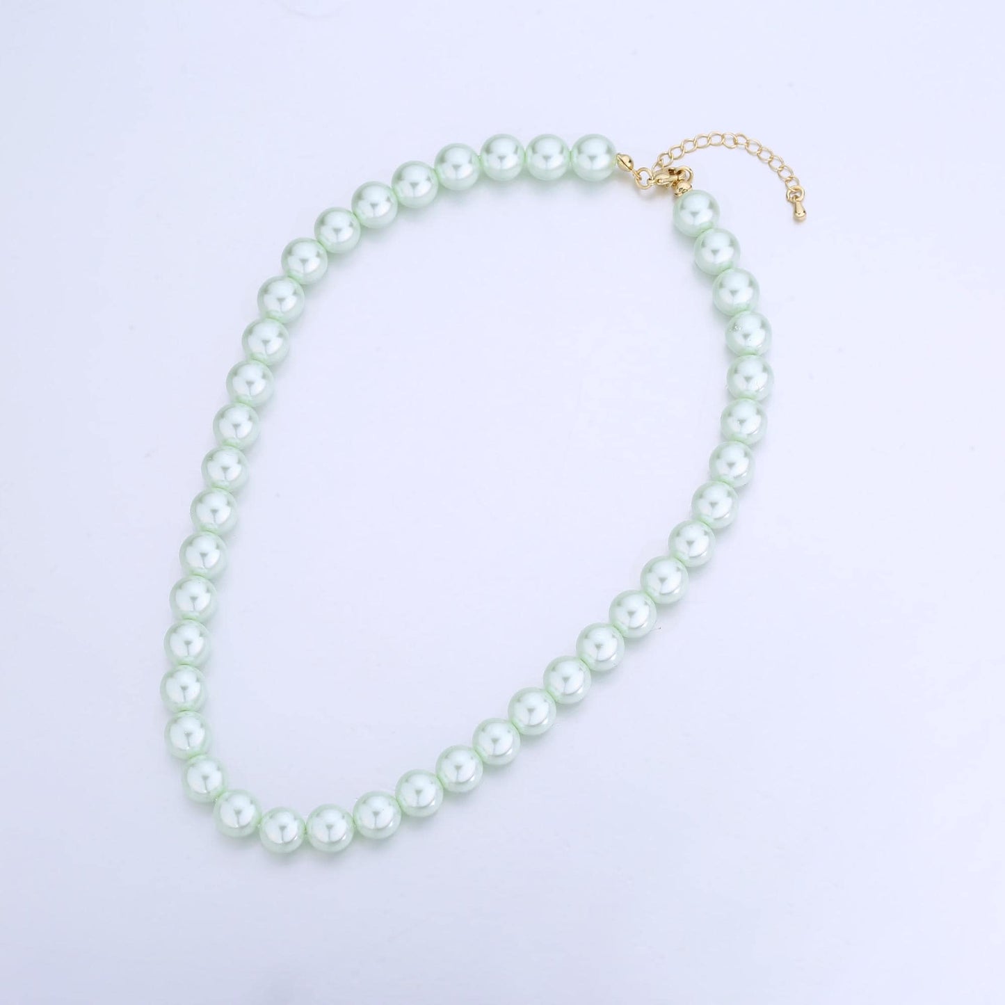 Handcrafted Soft Blue Shell Pearl Necklace 17 inch + 2 inch extender for Layering minimalist Jewelry Making Supply WA2800