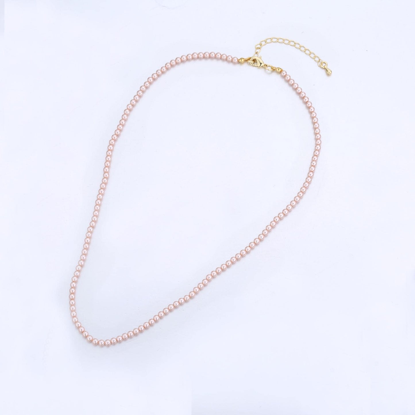 Handcrafted Soft Peach Shell Pearl Necklace 17 inch + 2 inch extender for Layering minimalist Jewelry Making Supply WA2810