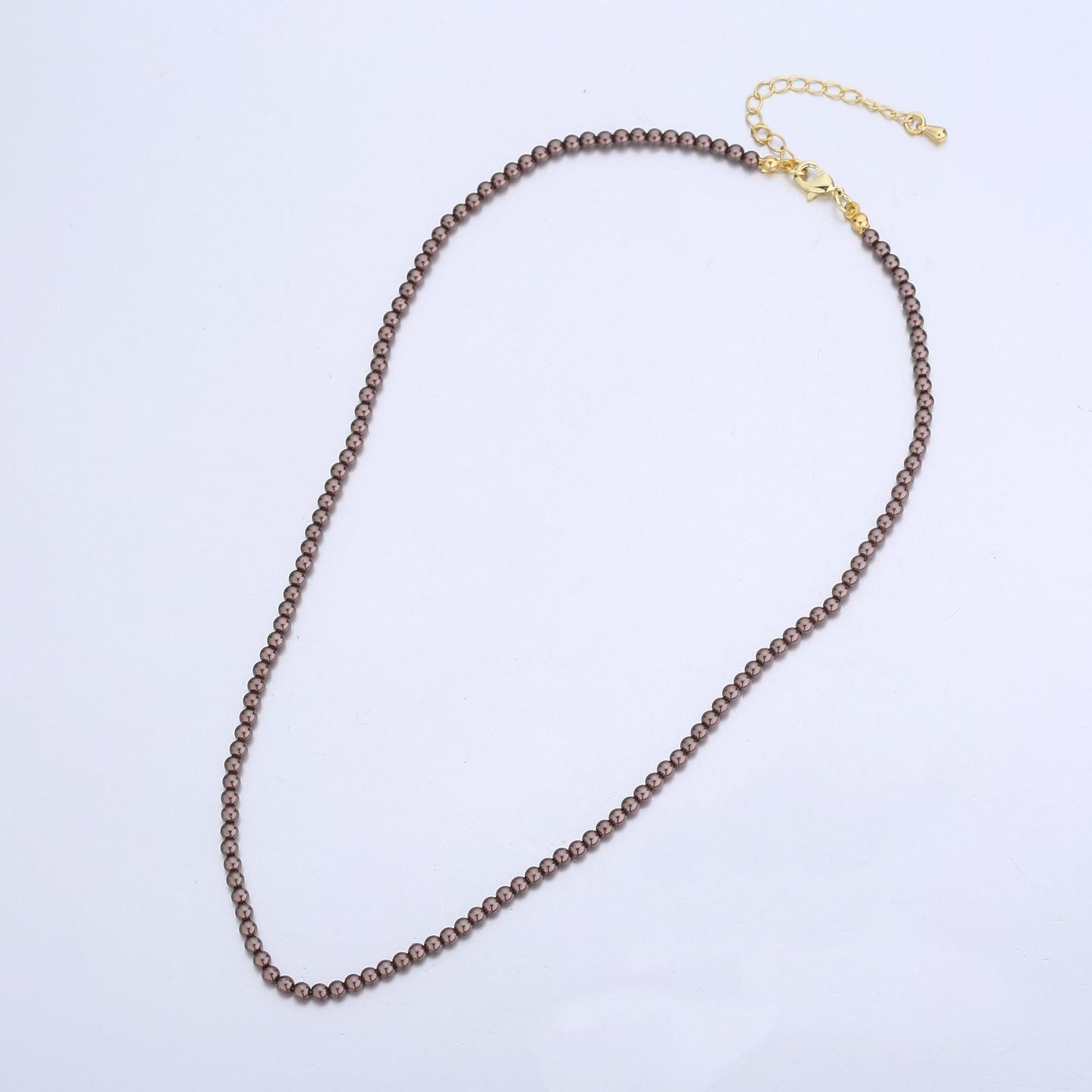 Handmade Brown Shell Pearl Necklace 17 inch + 2 inch extender for Layering minimalist Jewelry Making Supply WA2815