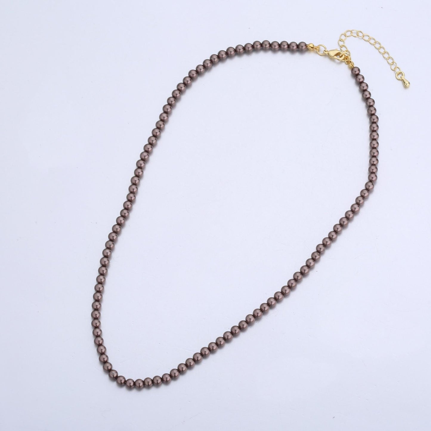 Handmade Brown Shell Pearl Necklace 17 inch + 2 inch extender for Layering minimalist Jewelry Making Supply WA2815