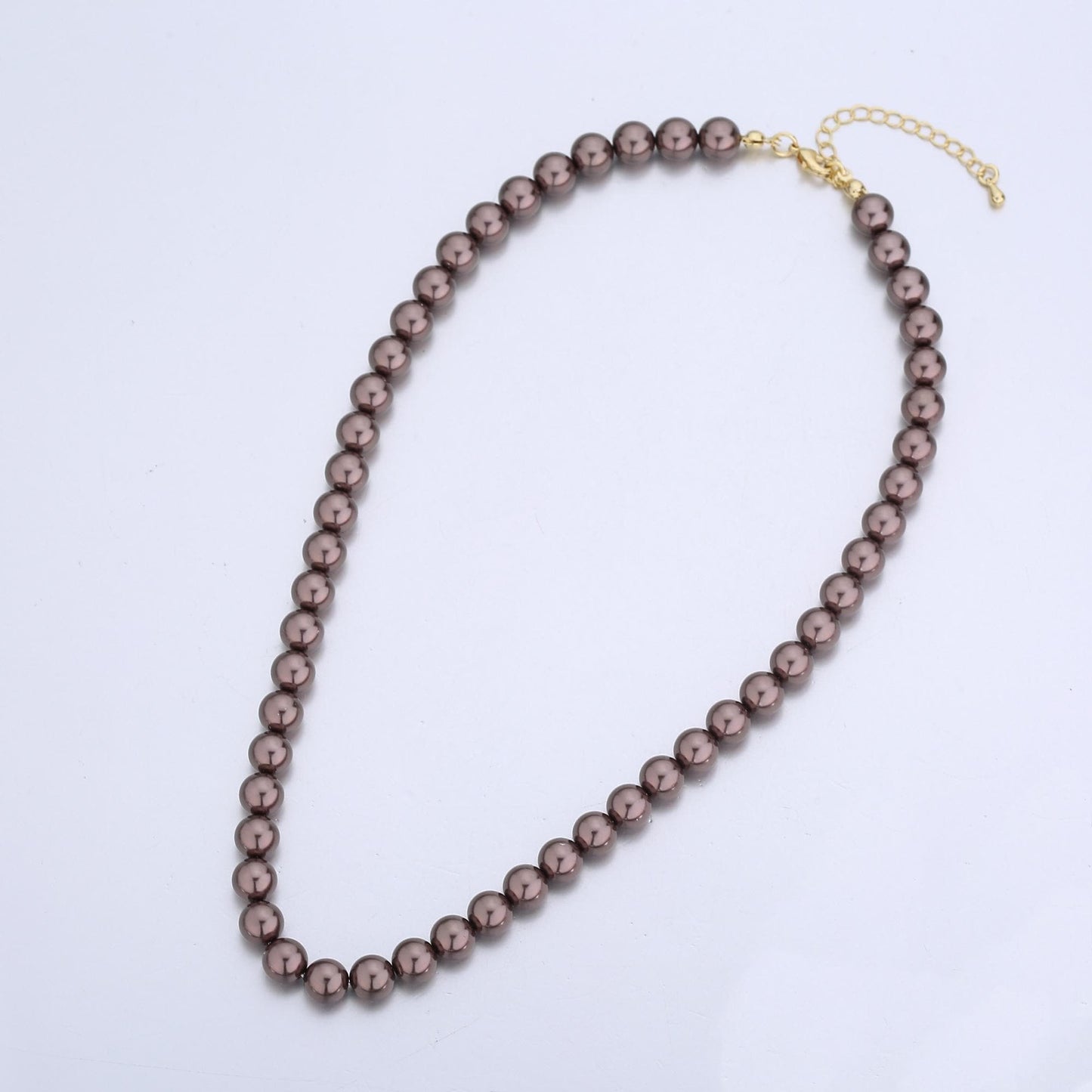 Handmade Brown Shell Pearl Necklace 17 inch + 2 inch extender for Layering minimalist Jewelry Making Supply WA2815