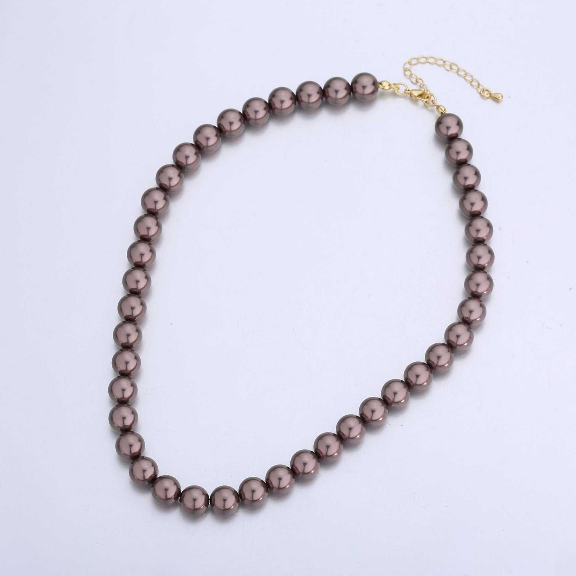 Handmade Brown Shell Pearl Necklace 17 inch + 2 inch extender for Layering minimalist Jewelry Making Supply WA2815