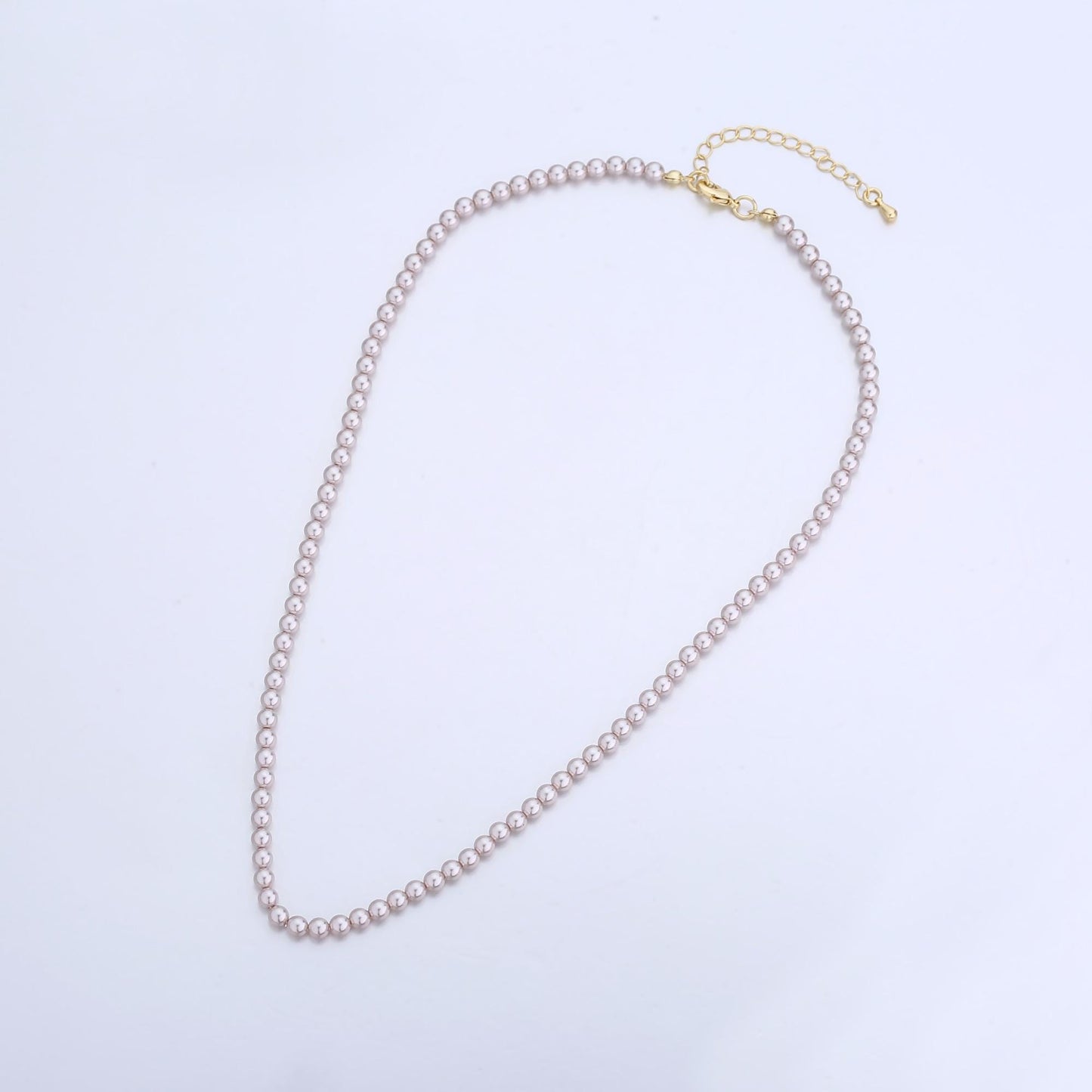 Handcrafted Champagne Shell Pearl Necklace 17 inch + 2 inch extender for Layering minimalist Jewelry Making Supply WA2826