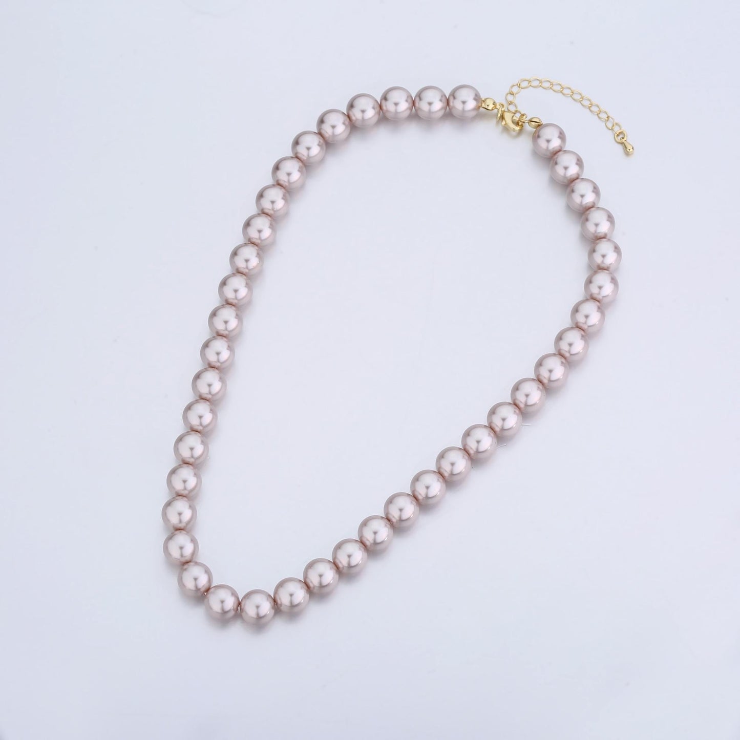 Handcrafted Champagne Shell Pearl Necklace 17 inch + 2 inch extender for Layering minimalist Jewelry Making Supply WA2826