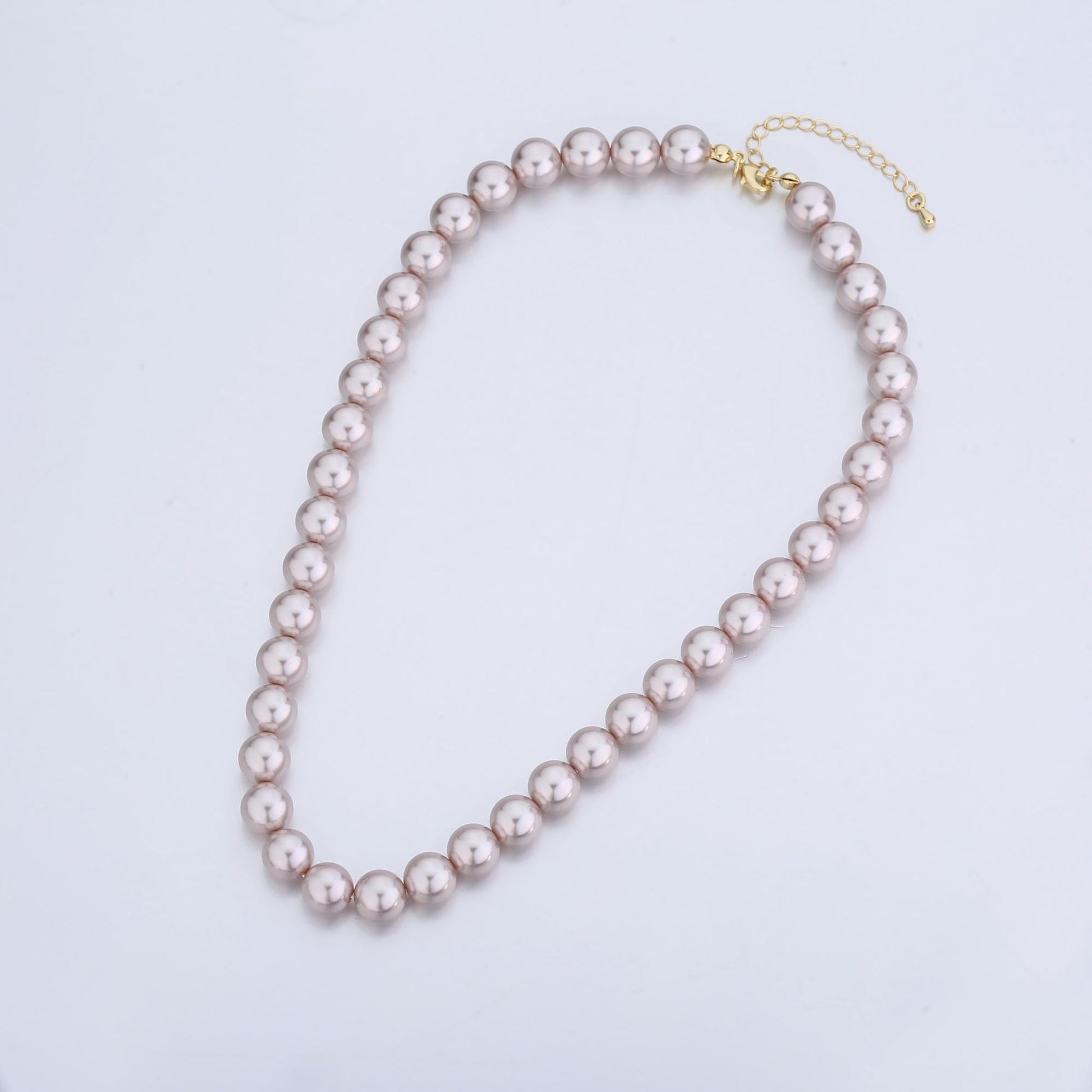 Handcrafted Champagne Shell Pearl Necklace 17 inch + 2 inch extender for Layering minimalist Jewelry Making Supply WA2826
