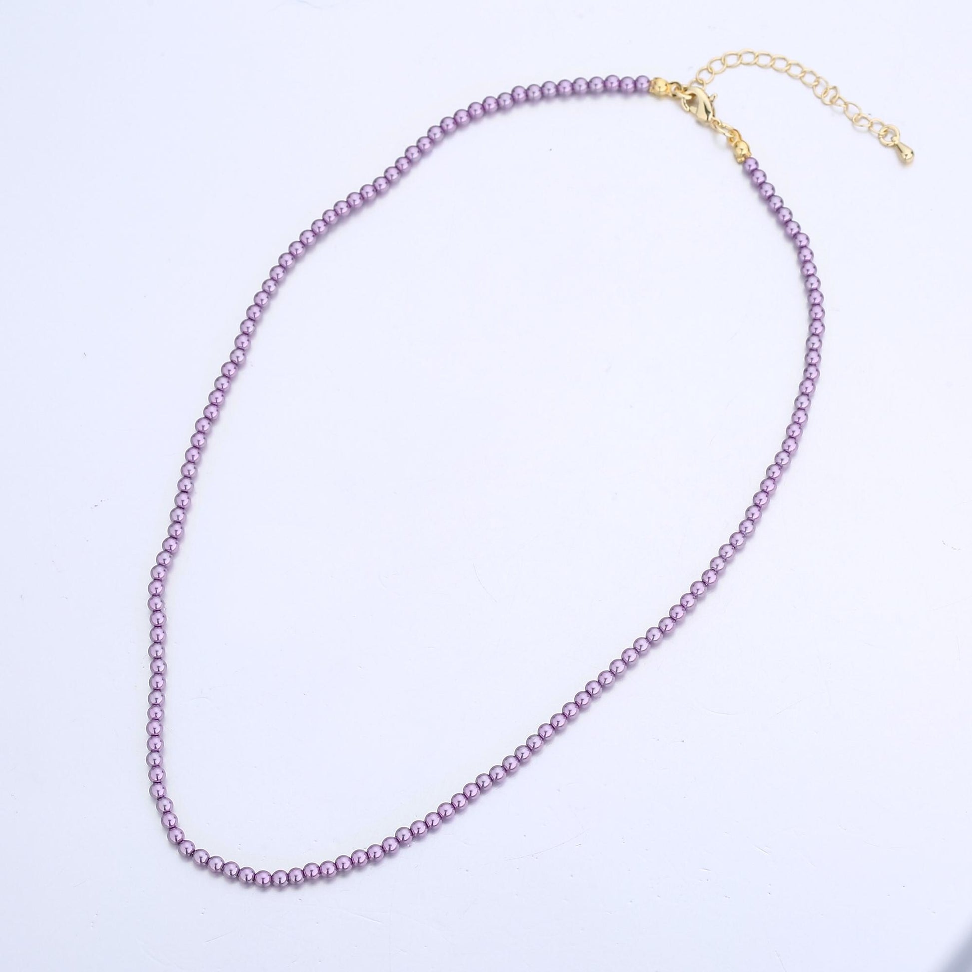 Handcrafted Purple Shell Pearl Necklace 17 inch + 2 inch extender for Layering minimalist Jewelry Making Supply WA2831