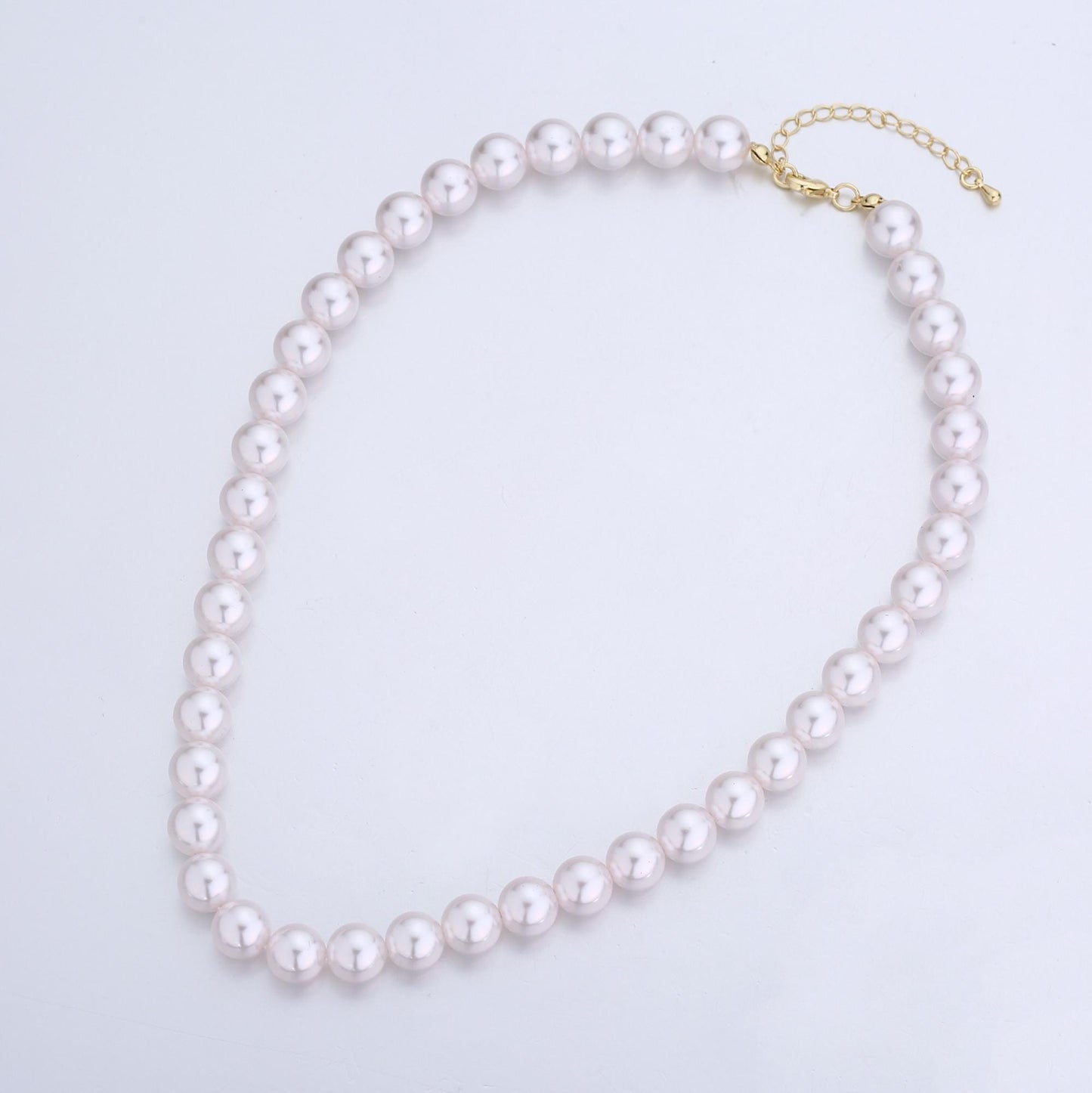 Handcrafted Pale Purple Shell Pearl Necklace 17 inch + 2 inch extender for Layering minimalist Jewelry Making Supply WA2838