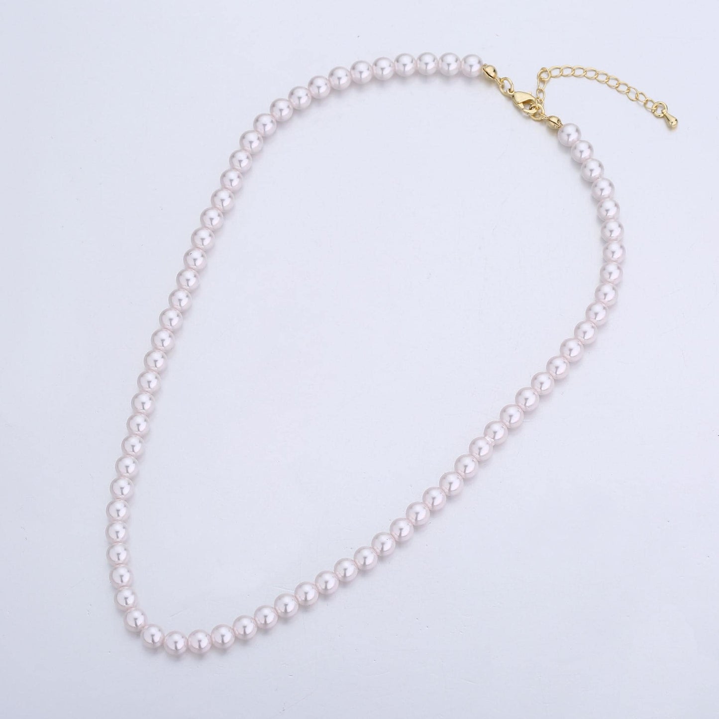 Handcrafted Pale Purple Shell Pearl Necklace 17 inch + 2 inch extender for Layering minimalist Jewelry Making Supply WA2838