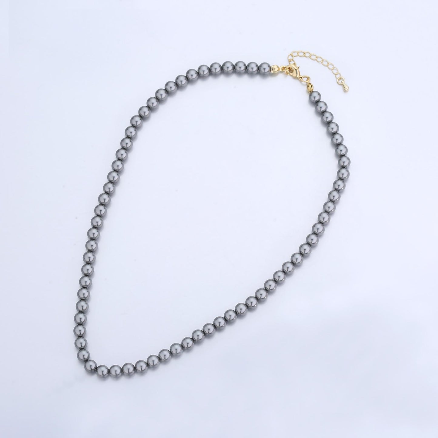 Handcrafted Dark Grey Shell Pearl Necklace 17 inch + 2 inch extender for Layering minimalist Jewelry Making Supply WA2843