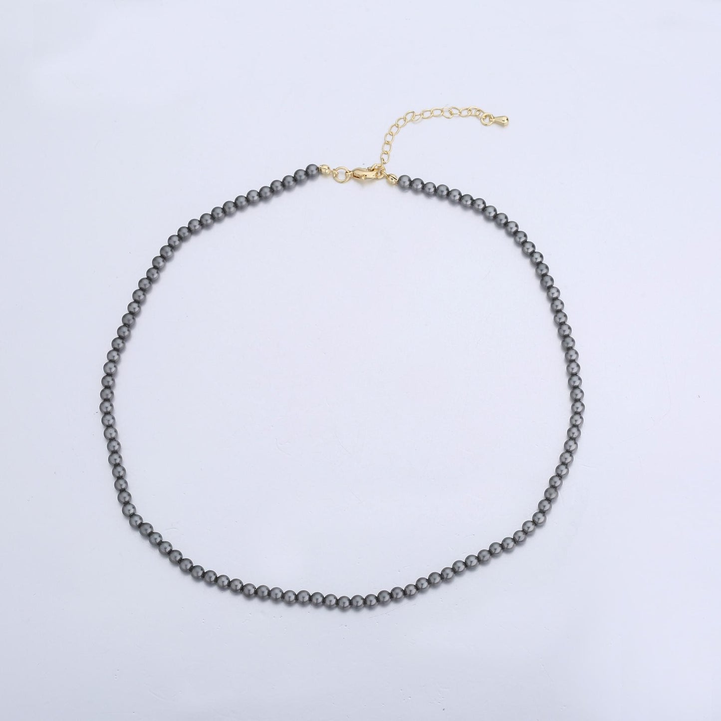 Handcrafted Dark Grey Shell Pearl Necklace 17 inch + 2 inch extender for Layering minimalist Jewelry Making Supply WA2843