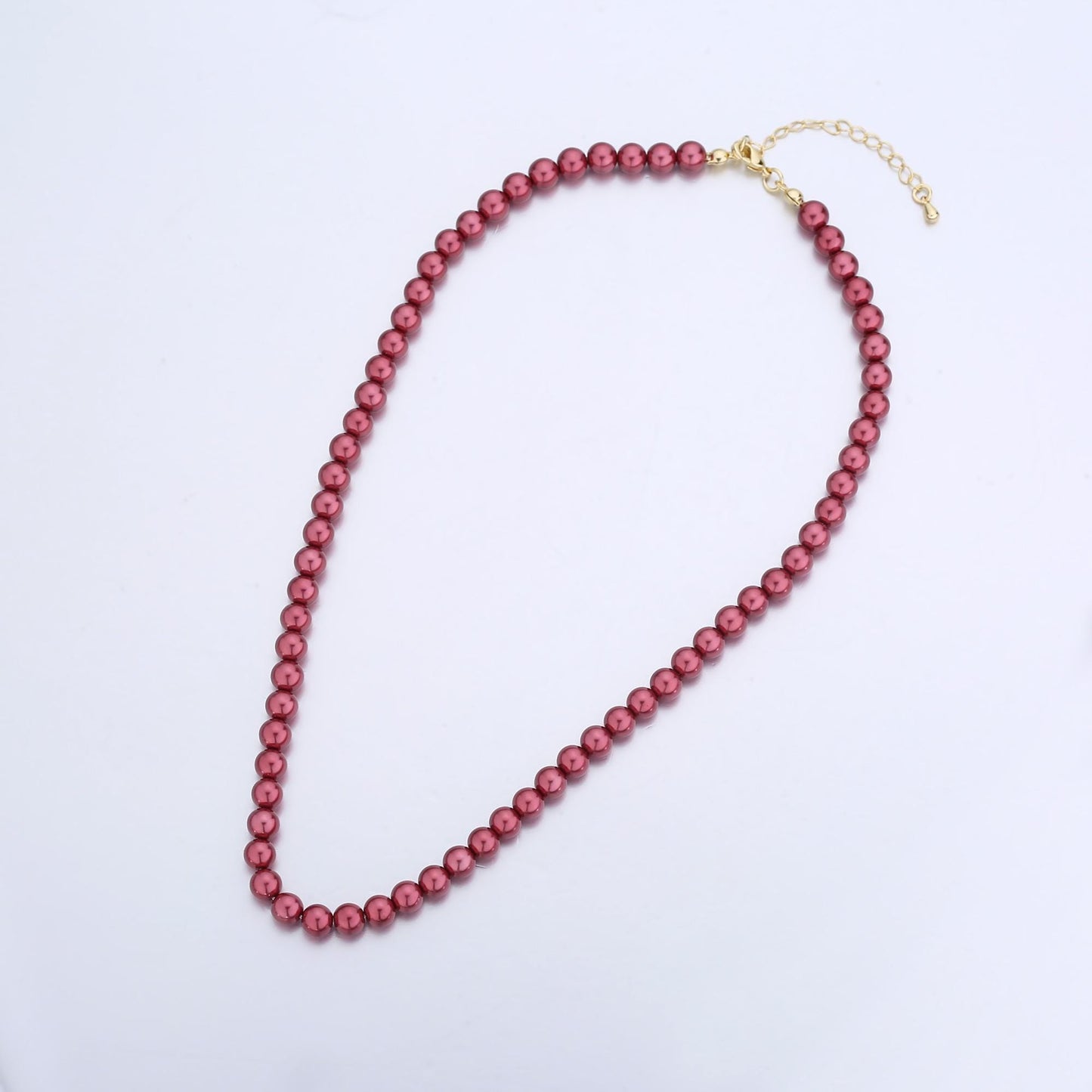 Handcrafted Red Shell Pearl Necklace 17 inch + 2 inch extender for Layering minimalist Jewelry Making Supply WA2848