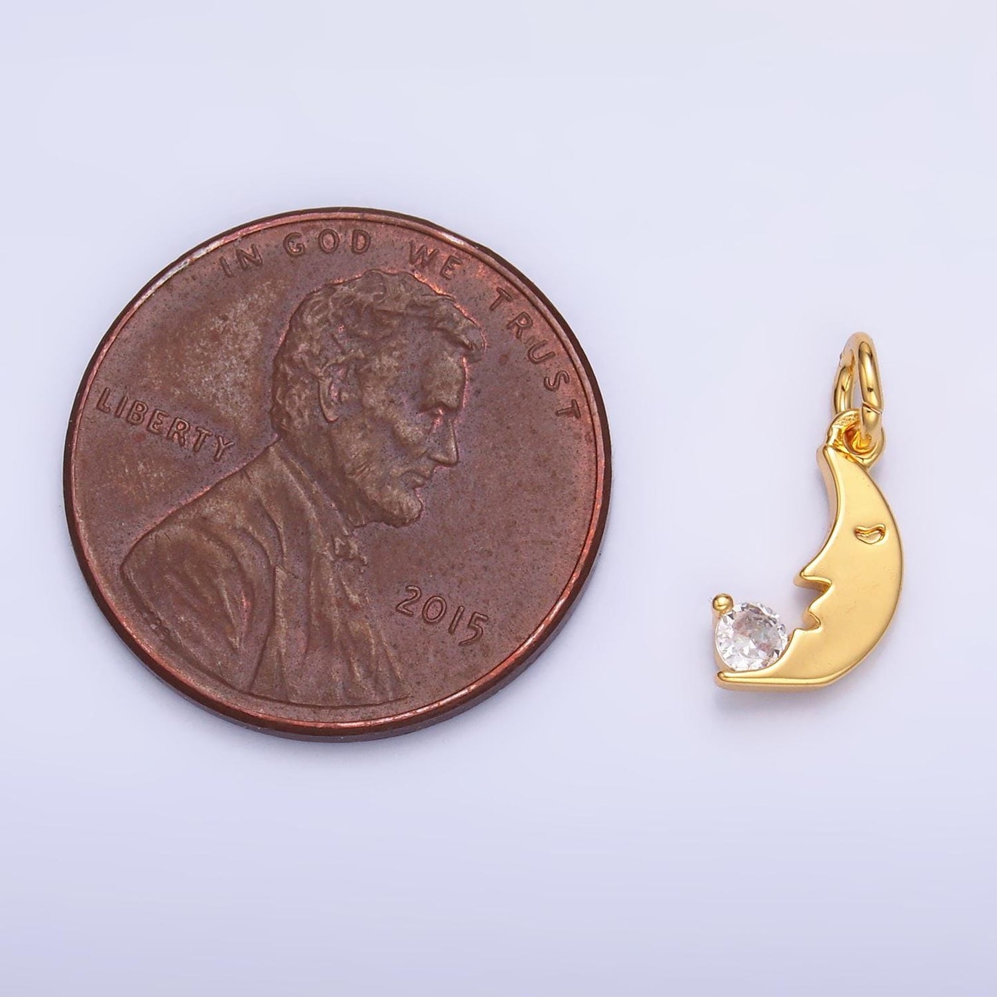 Gold Sleepy moon charm crescent moon celestial charm for jewelry making W-834