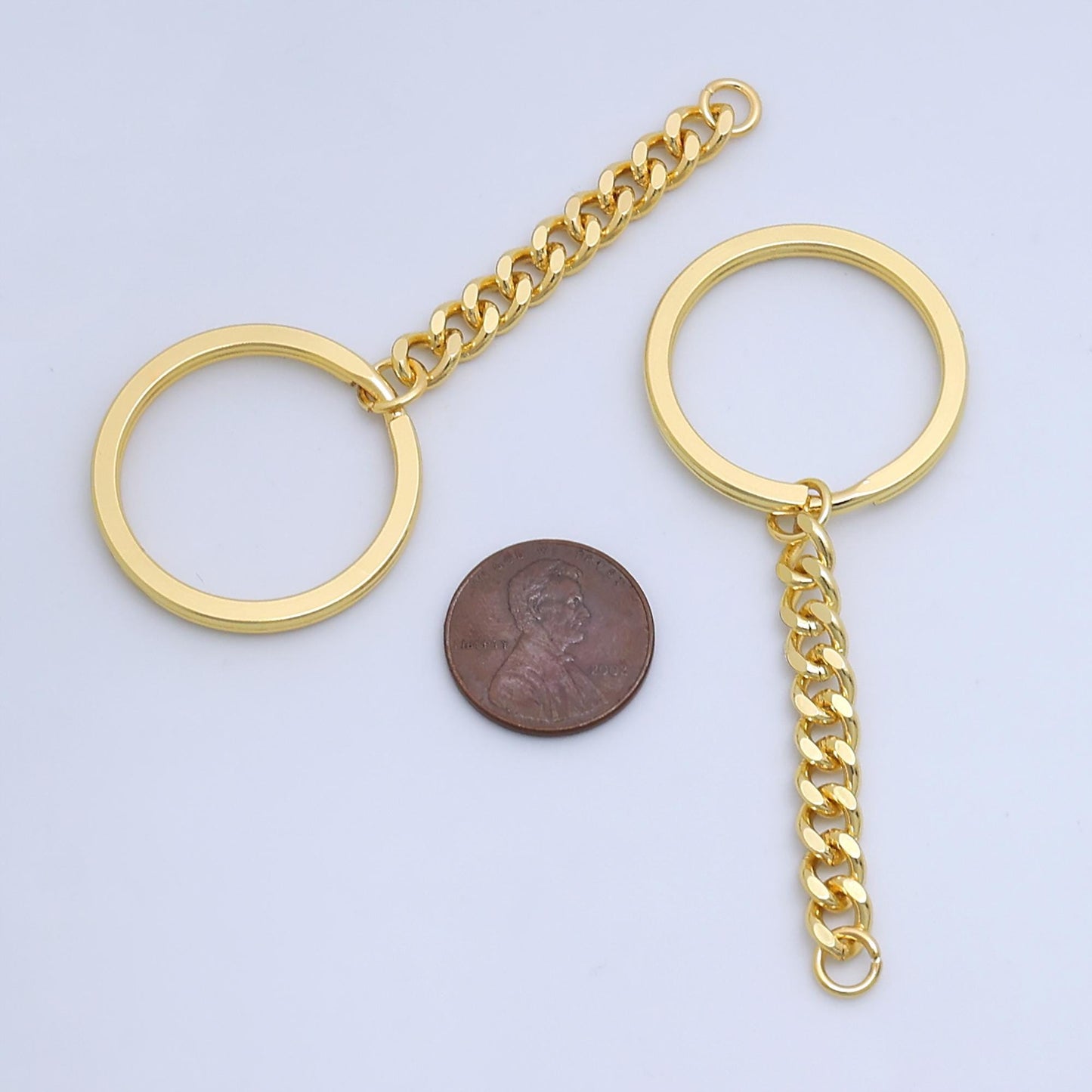 24K Gold Filled 3-Inch Curb Chain Drop Keychain Findings | Z1073