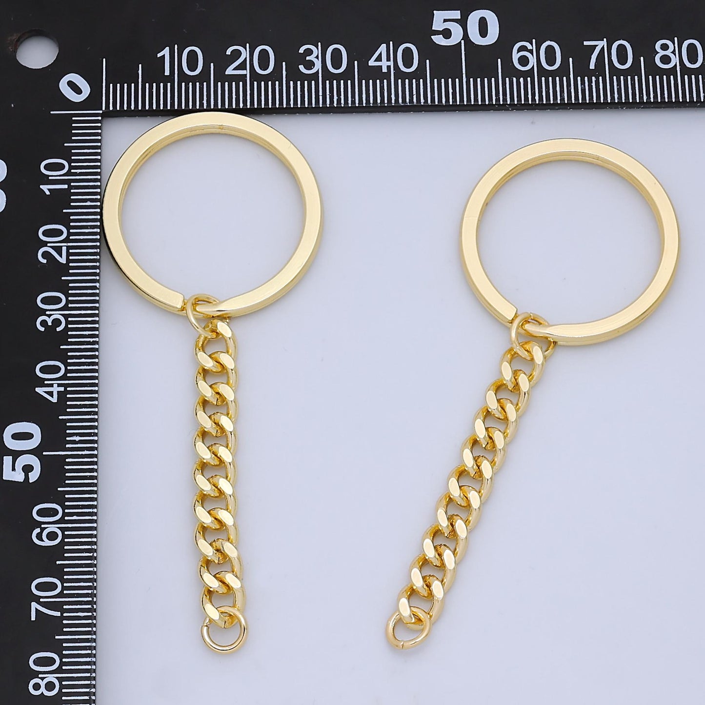 24K Gold Filled 3-Inch Curb Chain Drop Keychain Findings | Z1073