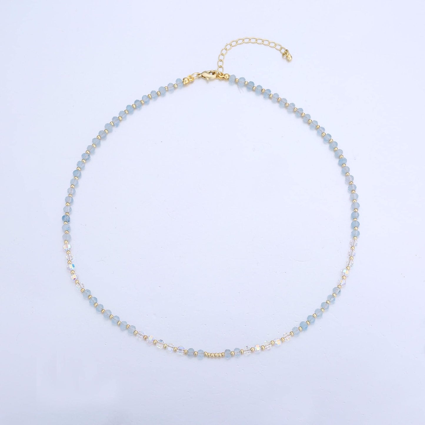 Dainty Gemstone Beaded Minimalist Small Beads Beaded Women Necklace 16.7 inch Waterproof Layer Necklace Healing Jewelry Gift WA2866
