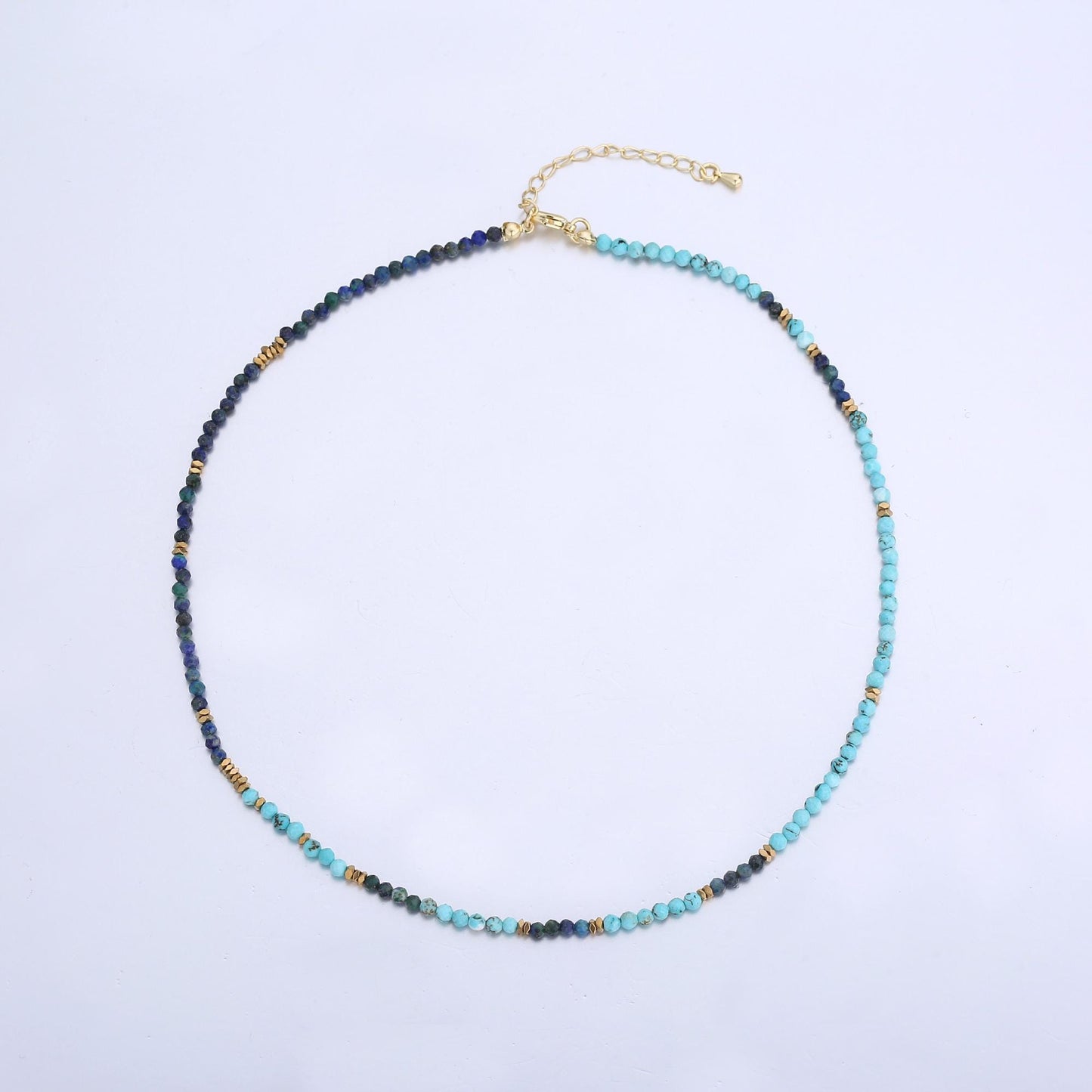 Dainty Gemstone Beaded Minimalist Small Beads Beaded Women Necklace 16.7 inch Waterproof Layer Necklace Healing Jewelry Gift WA2866