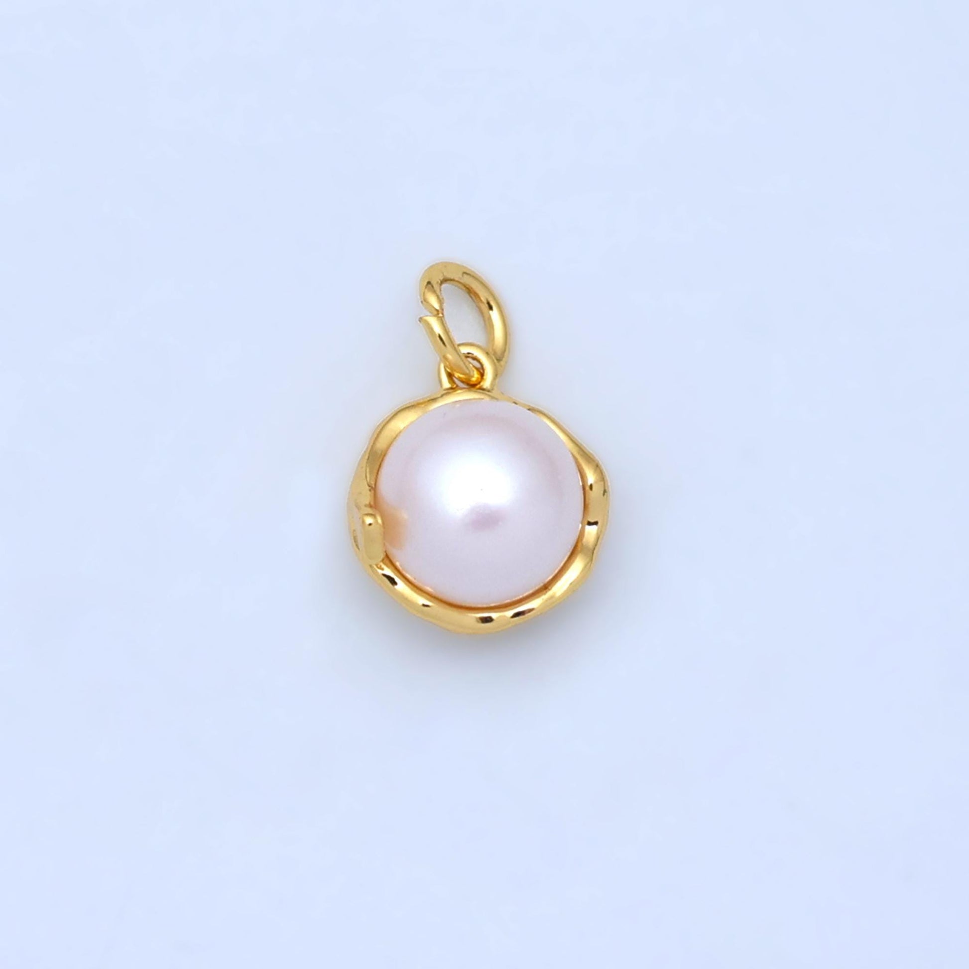 Shell Pearl Molten Round Pearl Charm in 24k Gold Filled Pendant for Geometric Charm Bracelet Necklace Minimalist Jewelry N-026