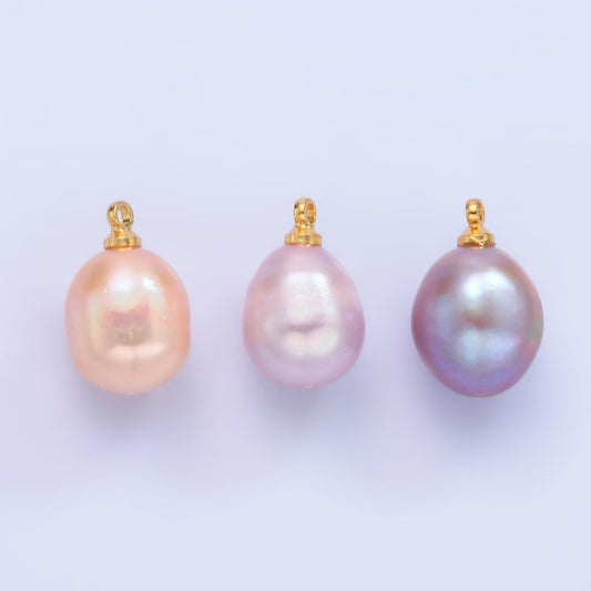 1x small fresh water pearl gold 9 mm real pearl mini charm minimalist bracelet necklace earring enhancer charm pendant P-1580