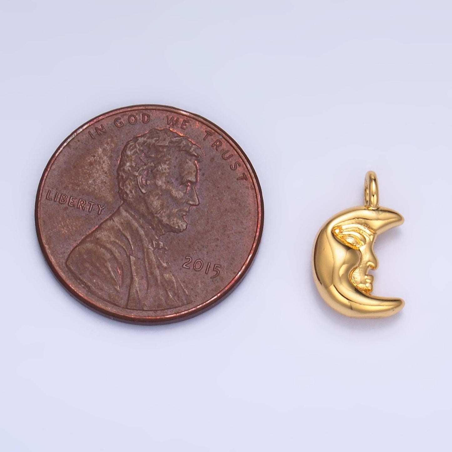 Mini Gold Moon Face charm crescent moon celestial charm for jewelry making W-833