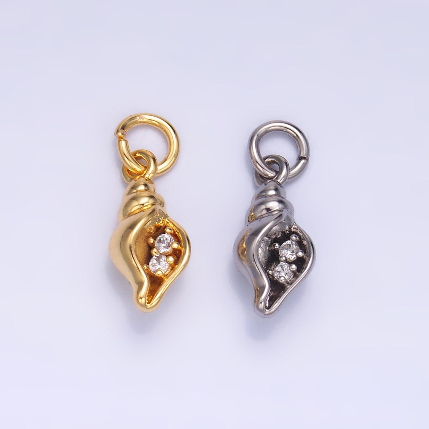 Mini Gold Clam Shell Charm Silver Beach Charm W878