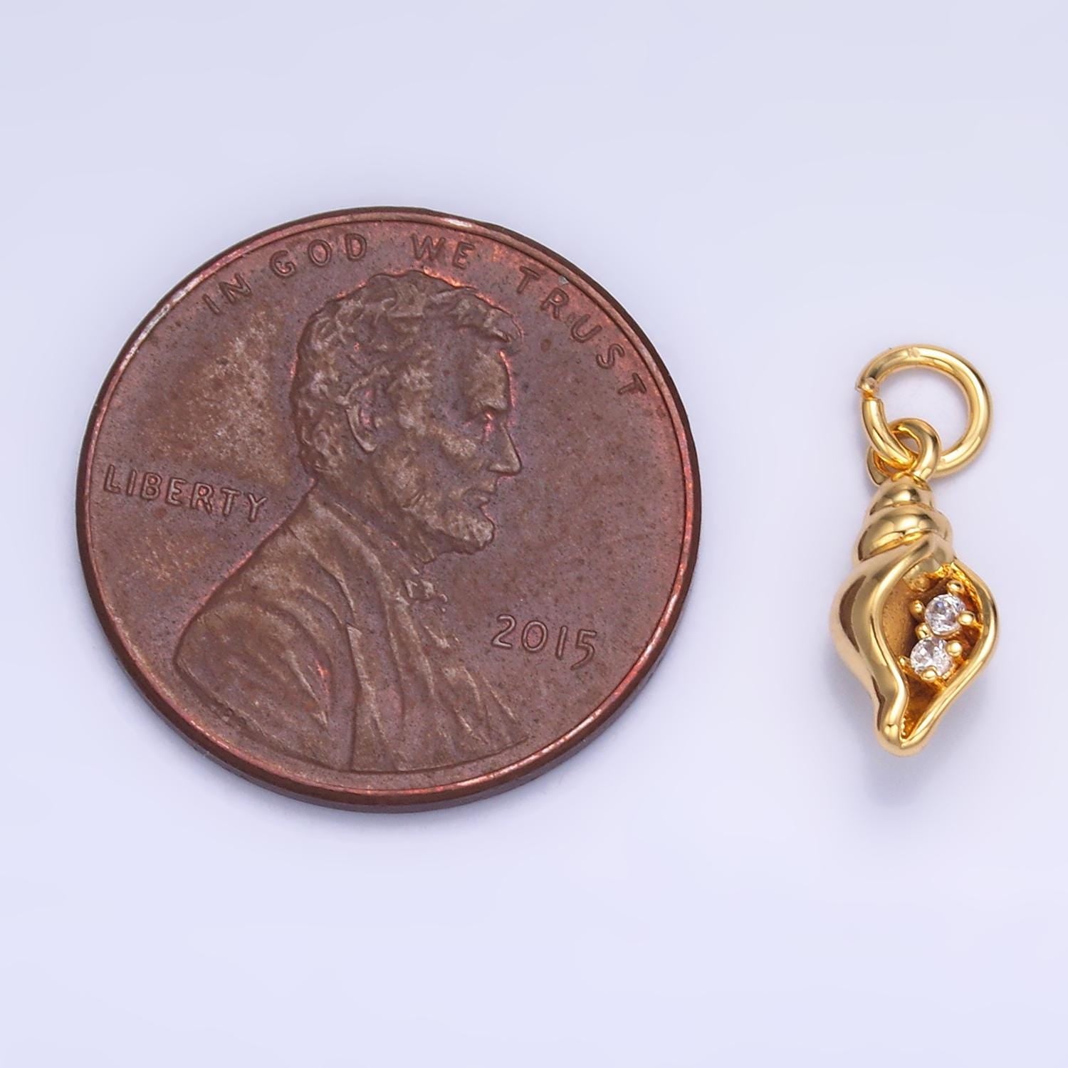 Mini Gold Clam Shell Charm Silver Beach Charm W878