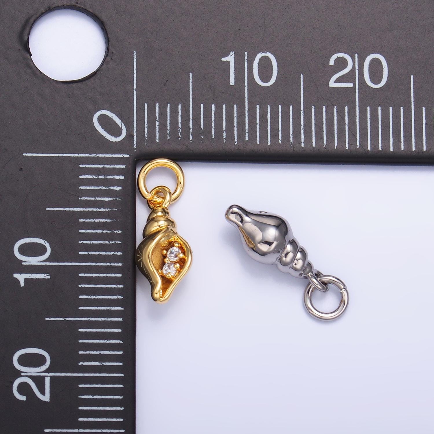 Mini Gold Clam Shell Charm Silver Beach Charm W878