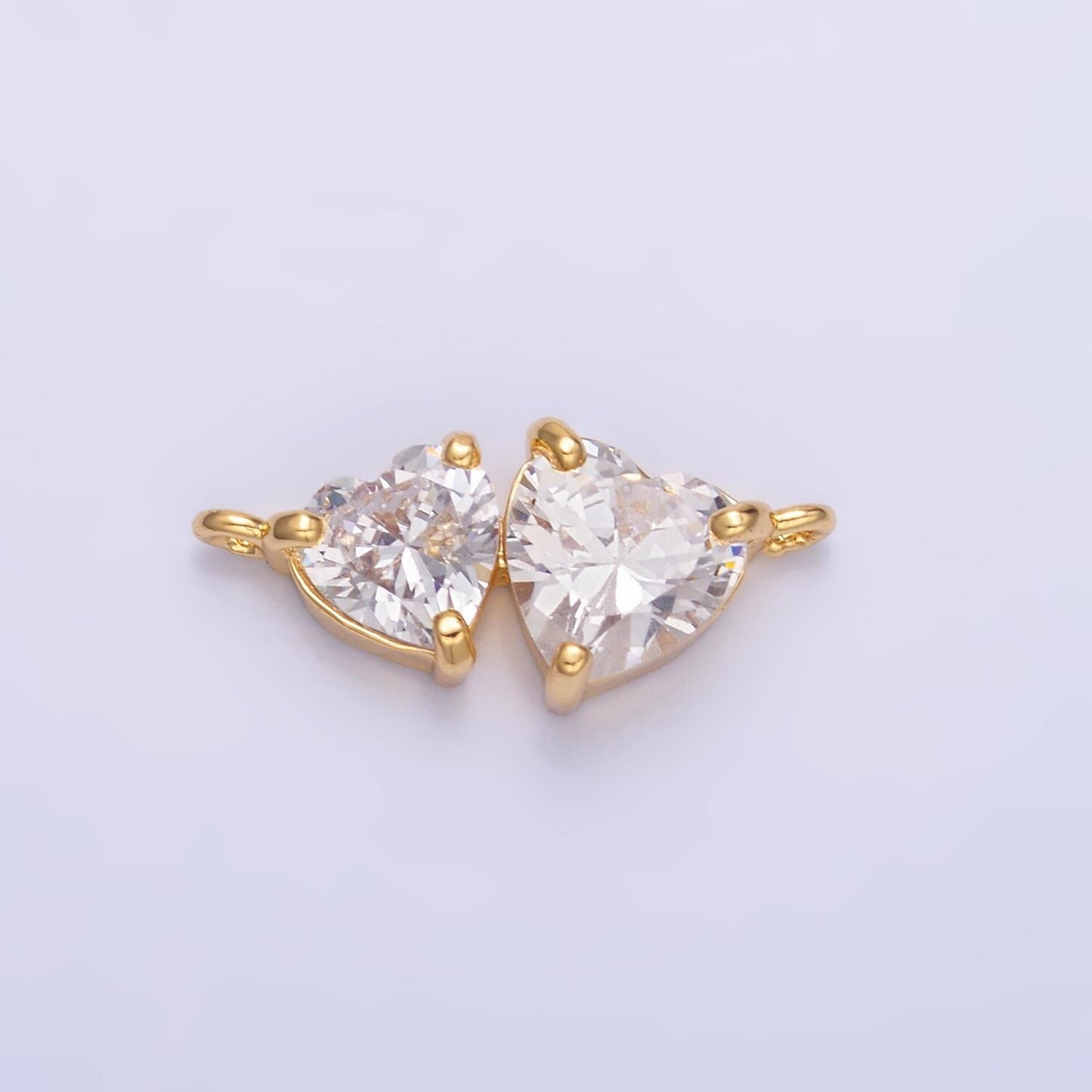 Gold micro pave love jewelry dainty double heart link connector floating hearts charm for bracelet necklace supply Y003