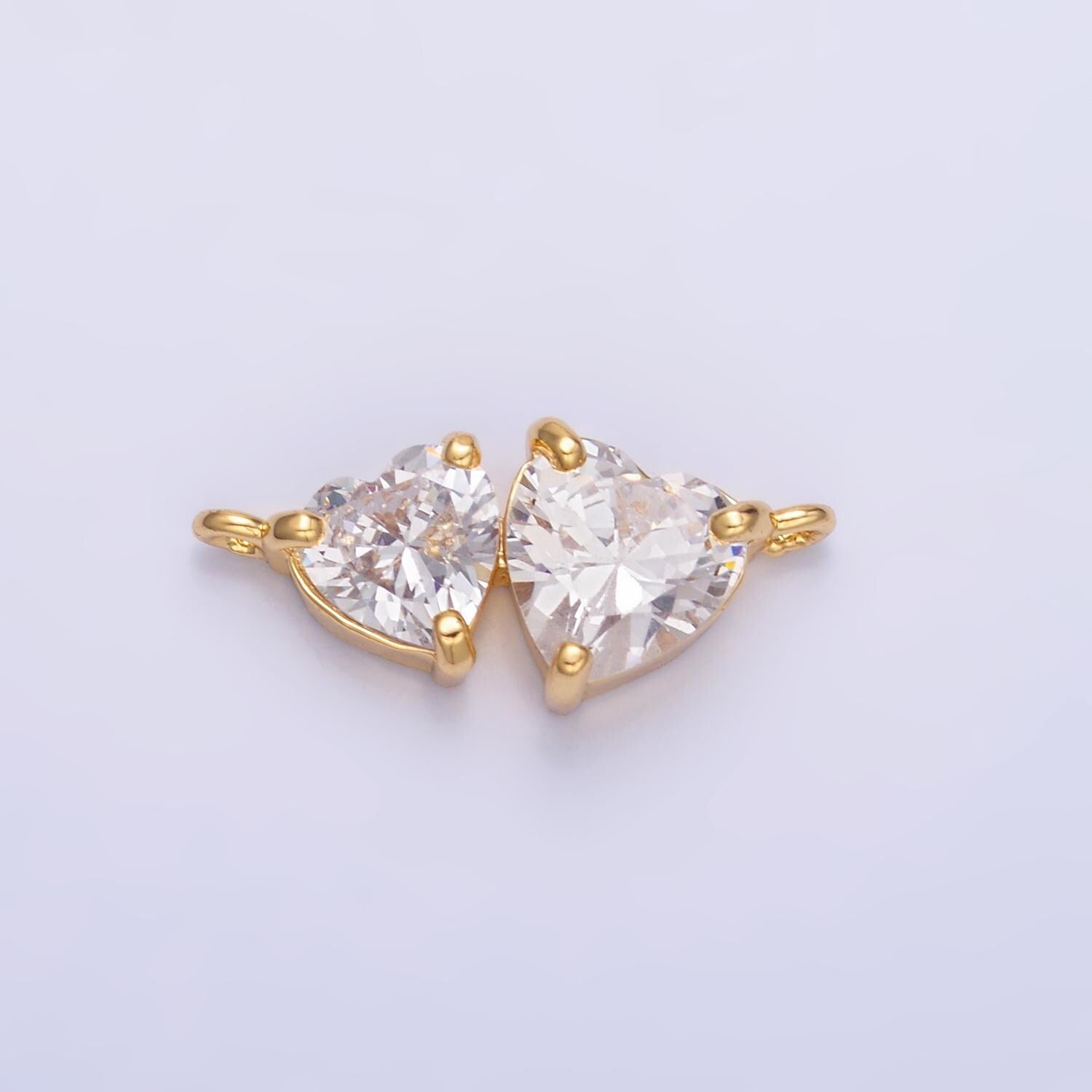 Gold micro pave love jewelry dainty double heart link connector floating hearts charm for bracelet necklace supply Y003