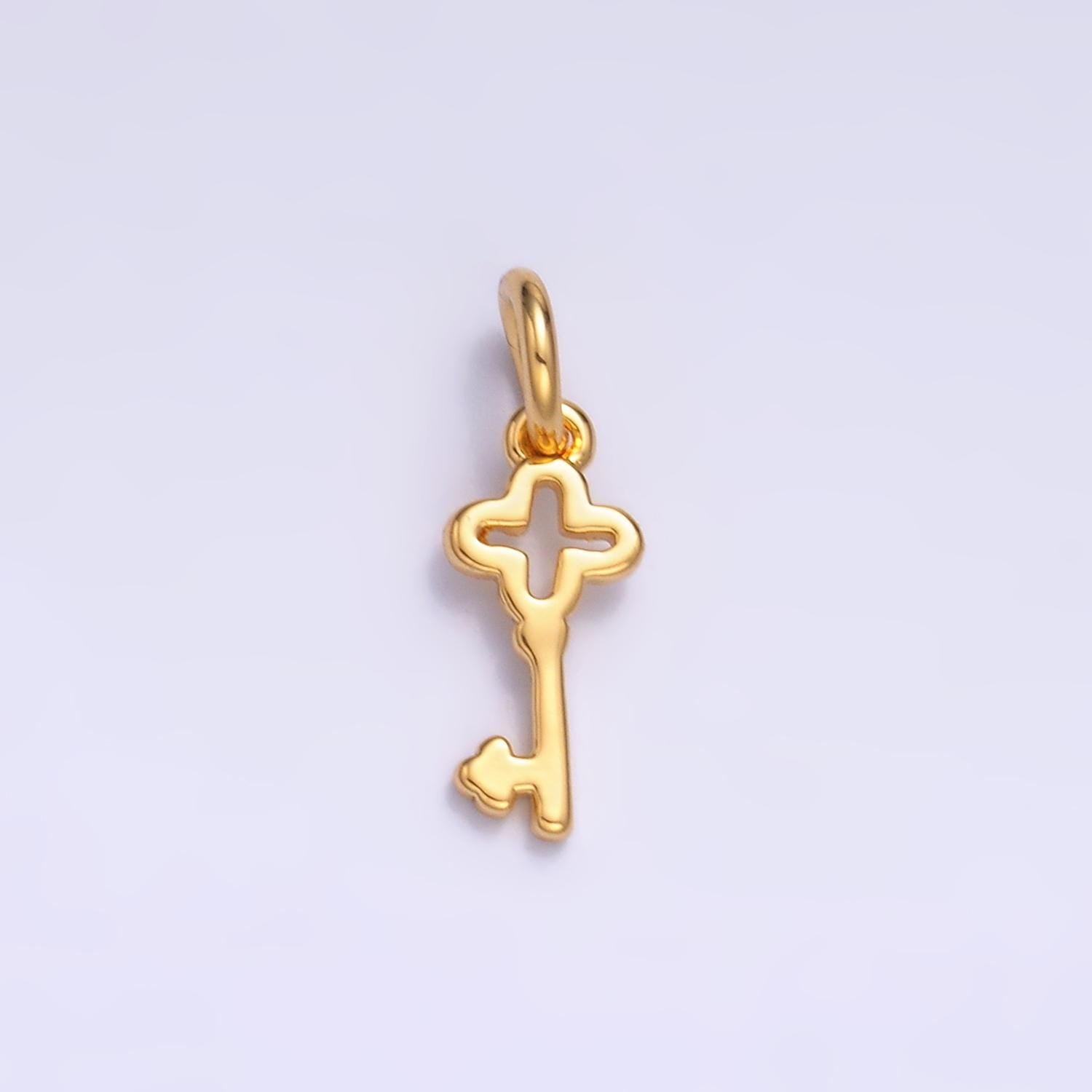 24K Gold Filled Key Pendant Mini Key Charm Bracelet Necklace for DIY Jewelry Making Supply M179