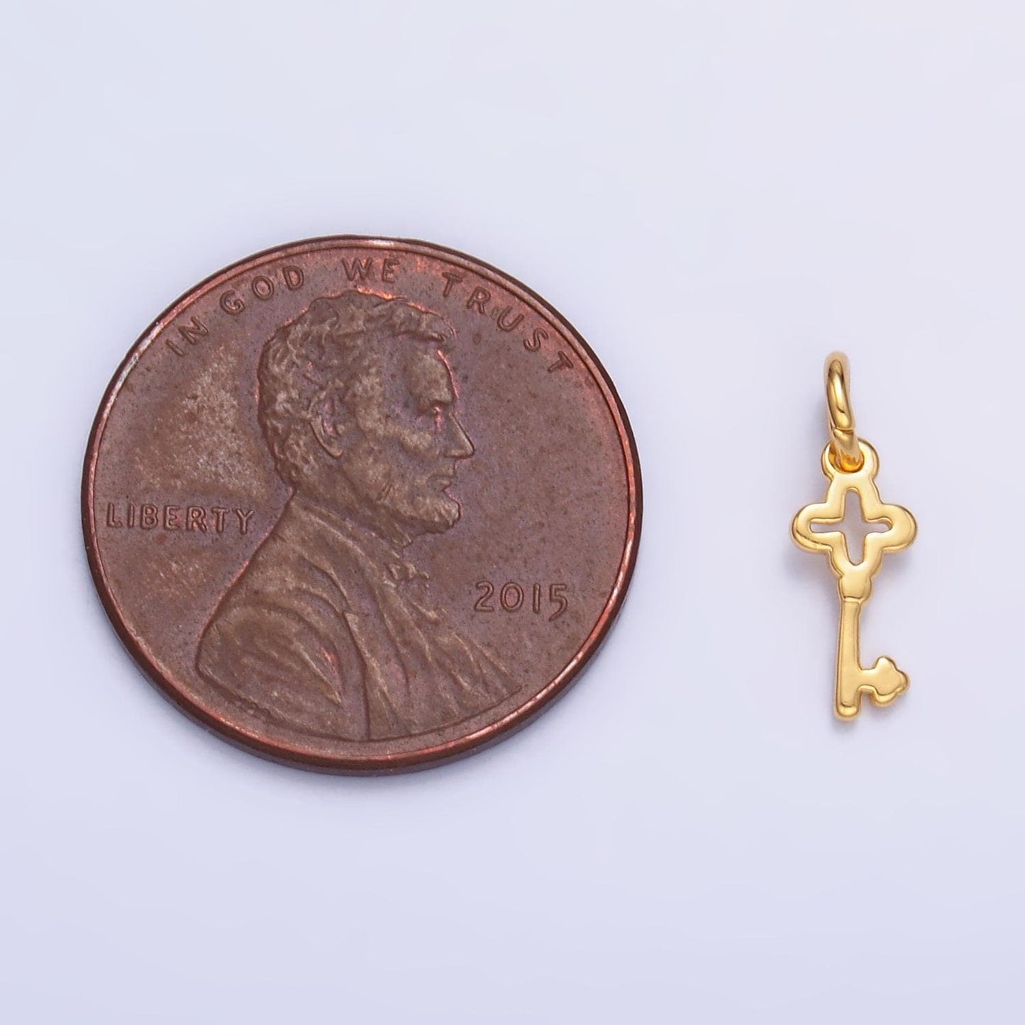 24K Gold Filled Key Pendant Mini Key Charm Bracelet Necklace for DIY Jewelry Making Supply M179