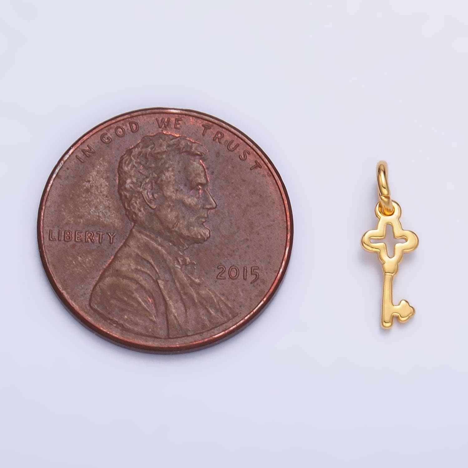 24K Gold Filled Key Pendant Mini Key Charm Bracelet Necklace for DIY Jewelry Making Supply M179