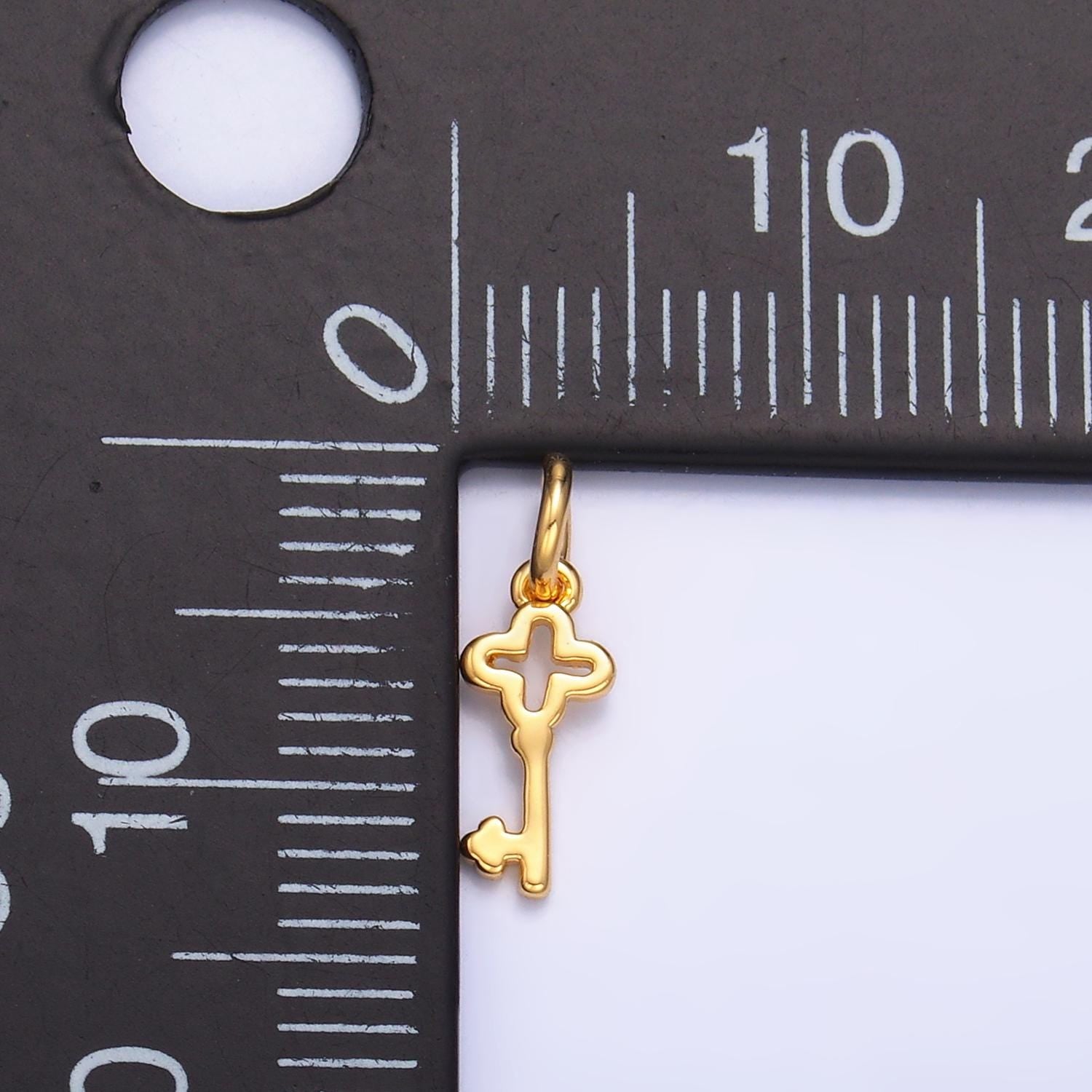 24K Gold Filled Key Pendant Mini Key Charm Bracelet Necklace for DIY Jewelry Making Supply M179