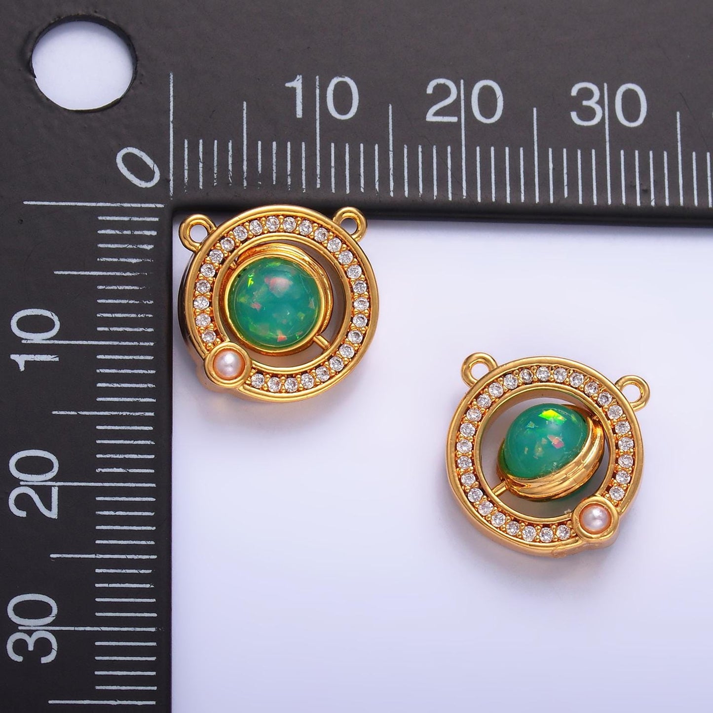 Spinner Mini Green Opal Charm Connector for Necklace Bracelet Component Y-008