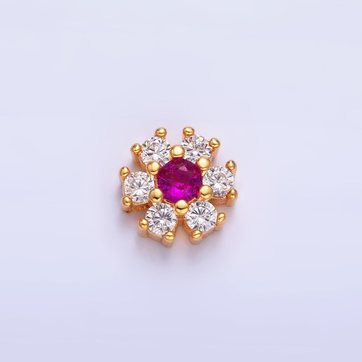 7.5mm Daisy Flower Bead Spacer Micro Pave CZ Mini Floral Nature Gold Filled Art Jewelry Making Beads B-310
