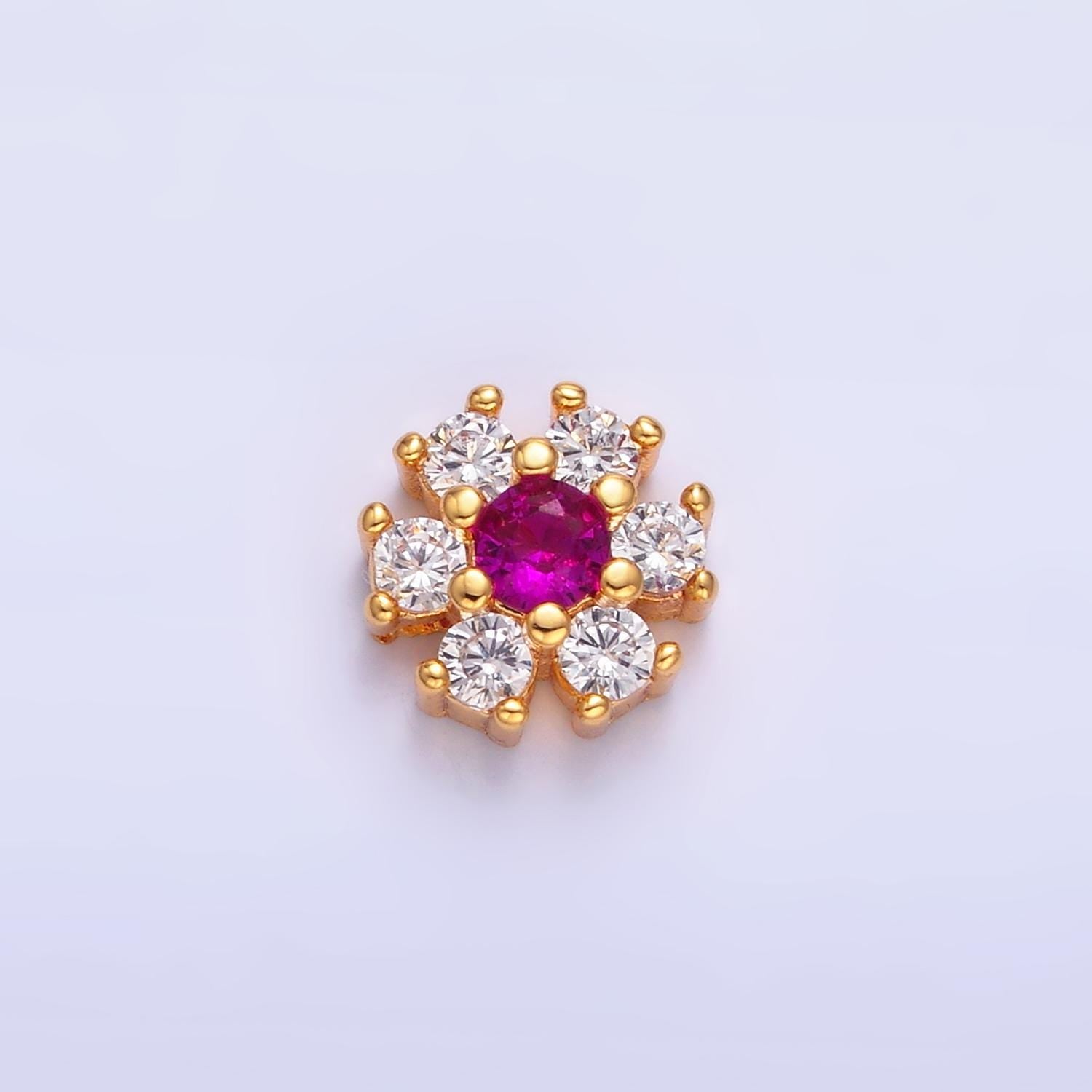 7.5mm Daisy Flower Bead Spacer Micro Pave CZ Mini Floral Nature Gold Filled Art Jewelry Making Beads B-310