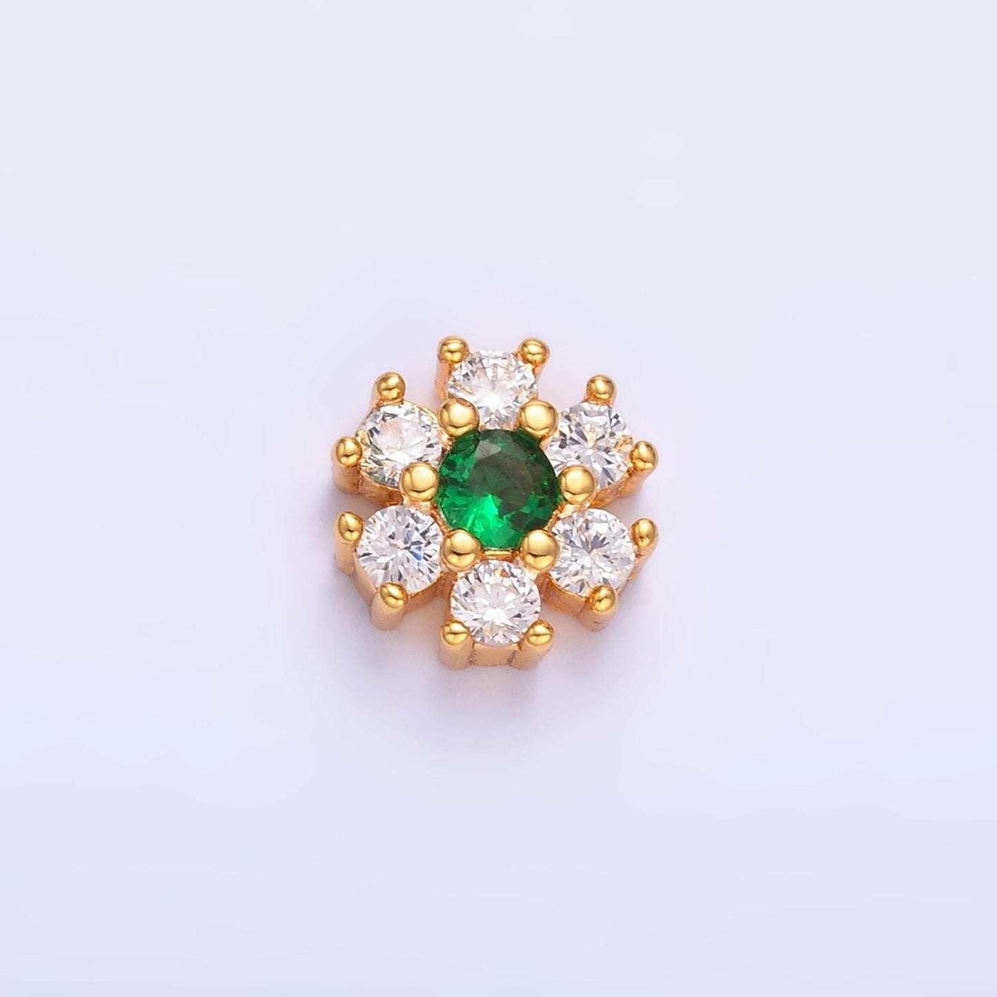 7.5mm Daisy Flower Bead Spacer Micro Pave CZ Mini Floral Nature Gold Filled Art Jewelry Making Beads B-310