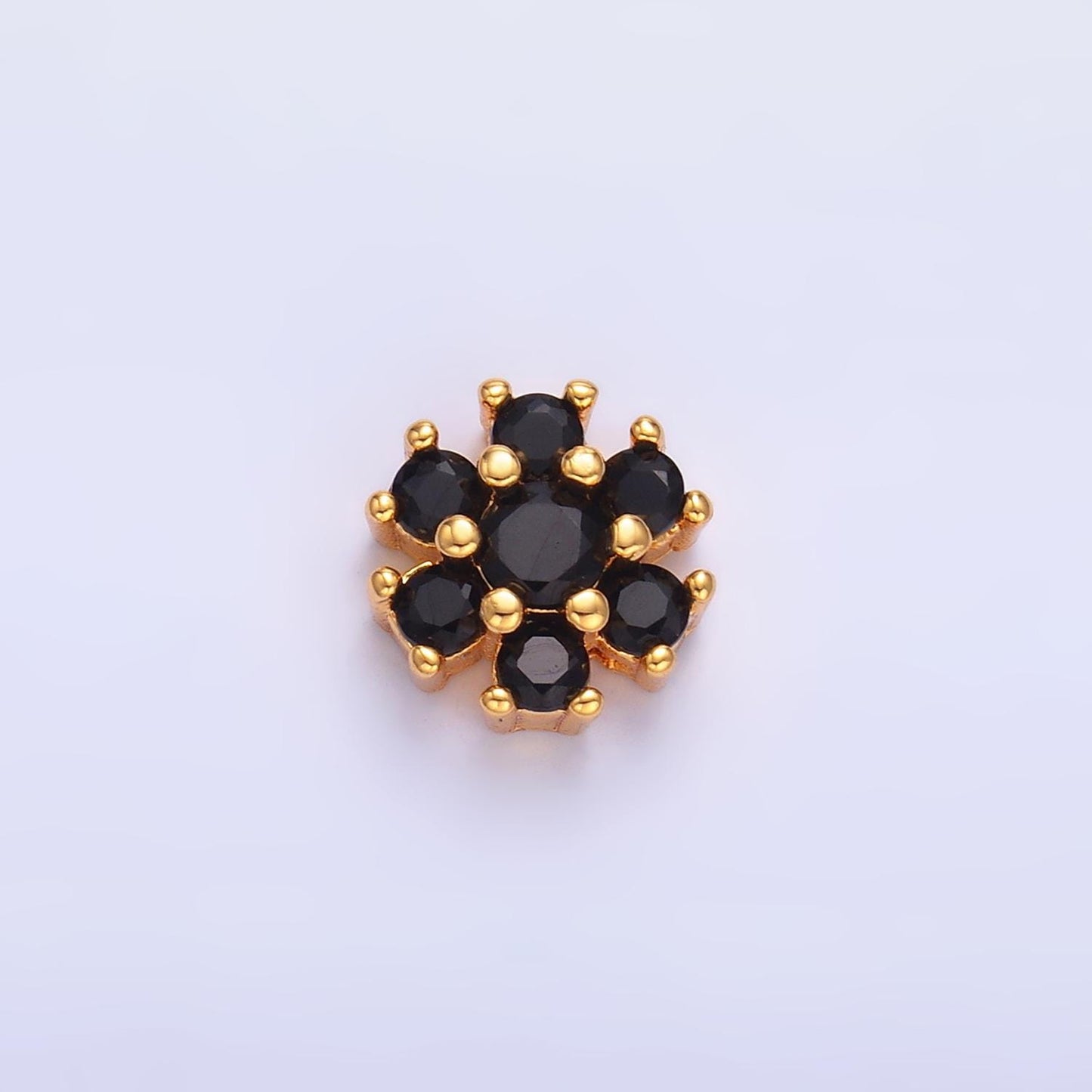 7.5mm Daisy Flower Bead Spacer Micro Pave CZ Mini Floral Nature Gold Filled Art Jewelry Making Beads B-310