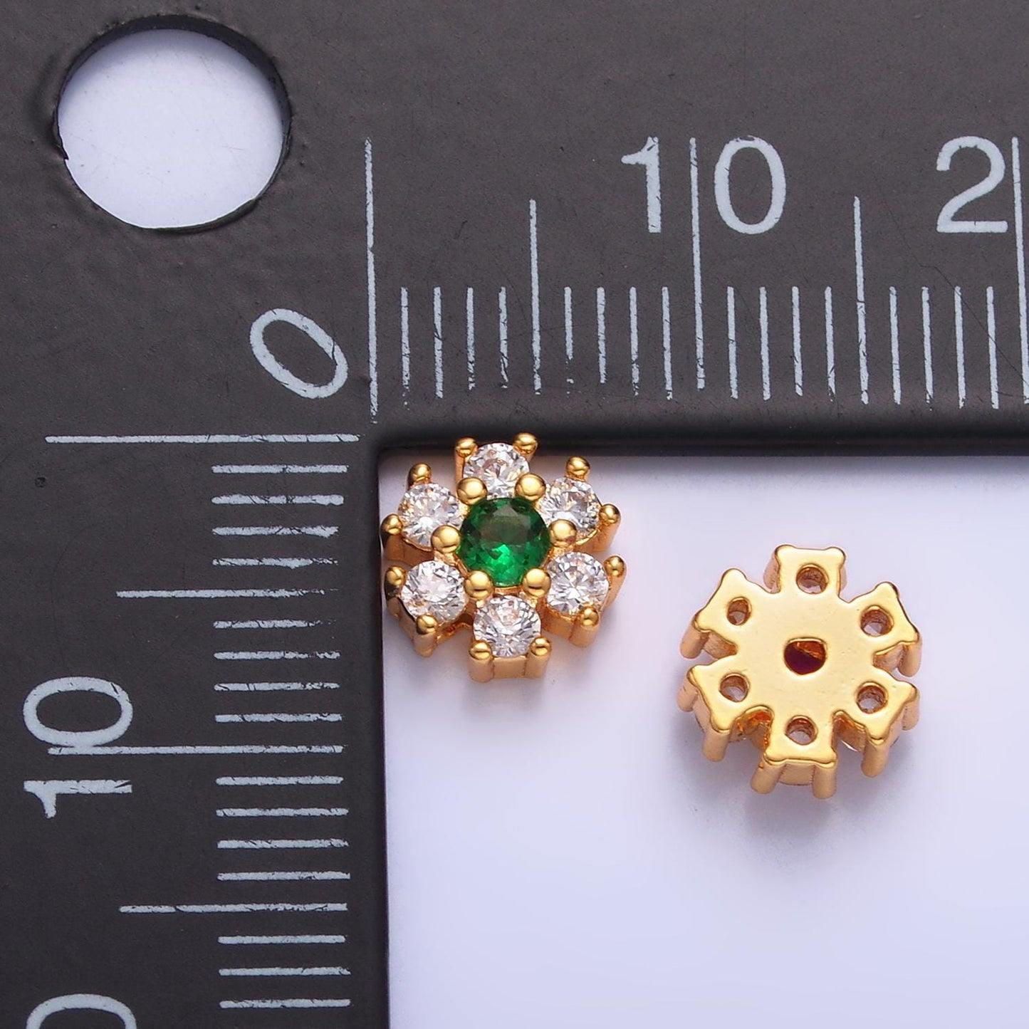 7.5mm Daisy Flower Bead Spacer Micro Pave CZ Mini Floral Nature Gold Filled Art Jewelry Making Beads B-310