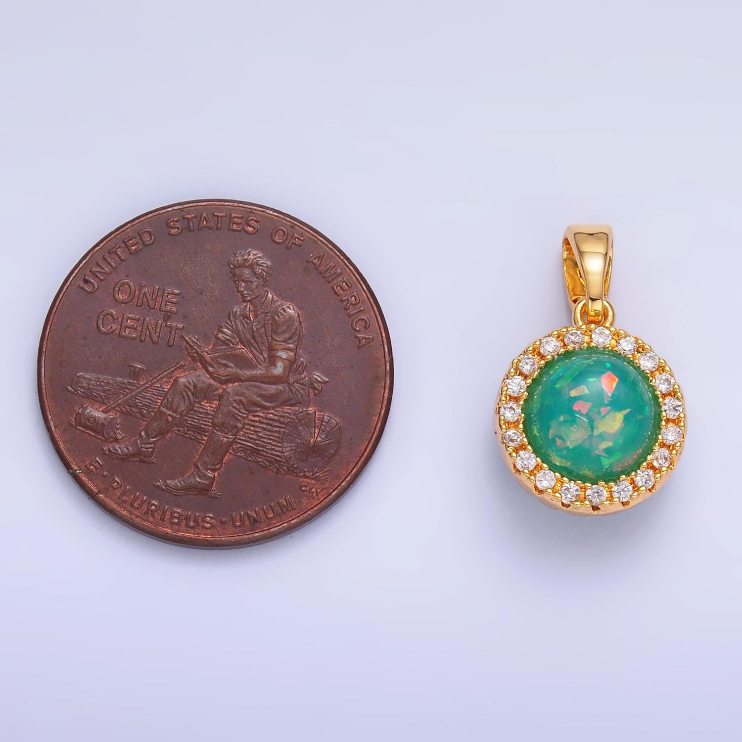 Mini Green Opal Charm for Necklace Bracelet Component aa1458