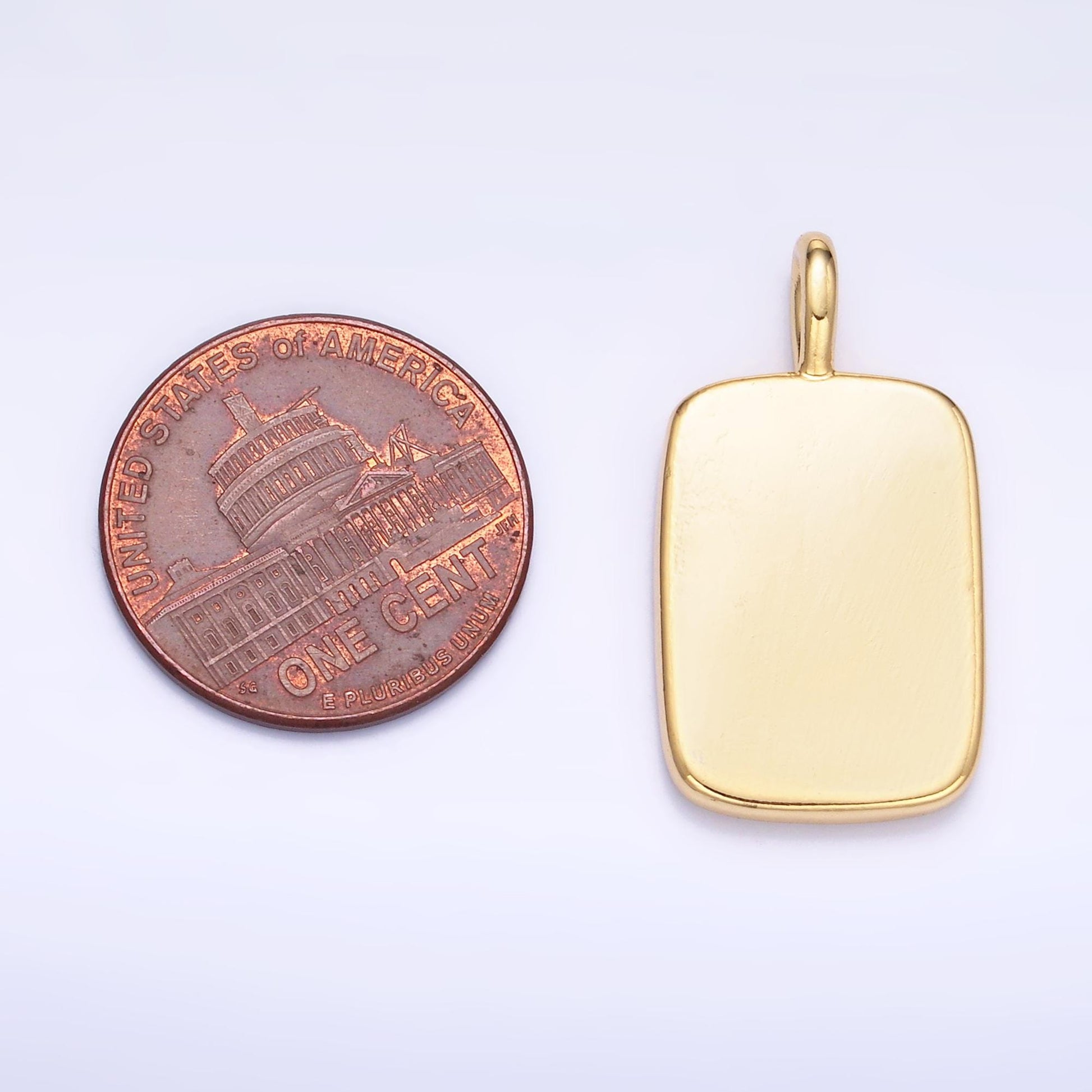 Gold Engravable Military Style Dog Tag Pendant for Personalize Front, Back or Both Blank Tag Jewelry Making Supply 26x14 mm AA-1547