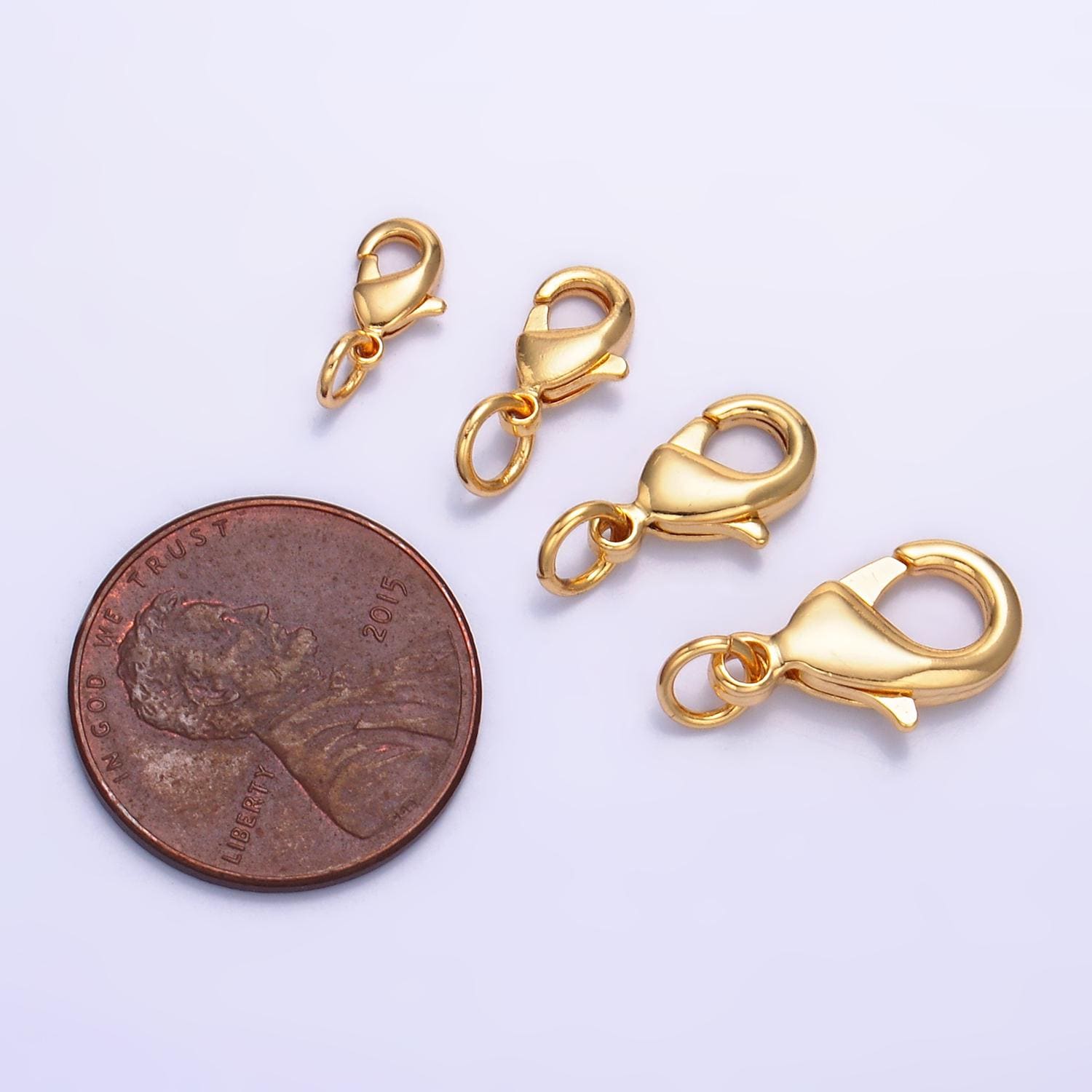 24k gold filled 8mm, 10mm, 12mm, 15mm lobster claw clasps closure findings supply for jewelry making | Z1068