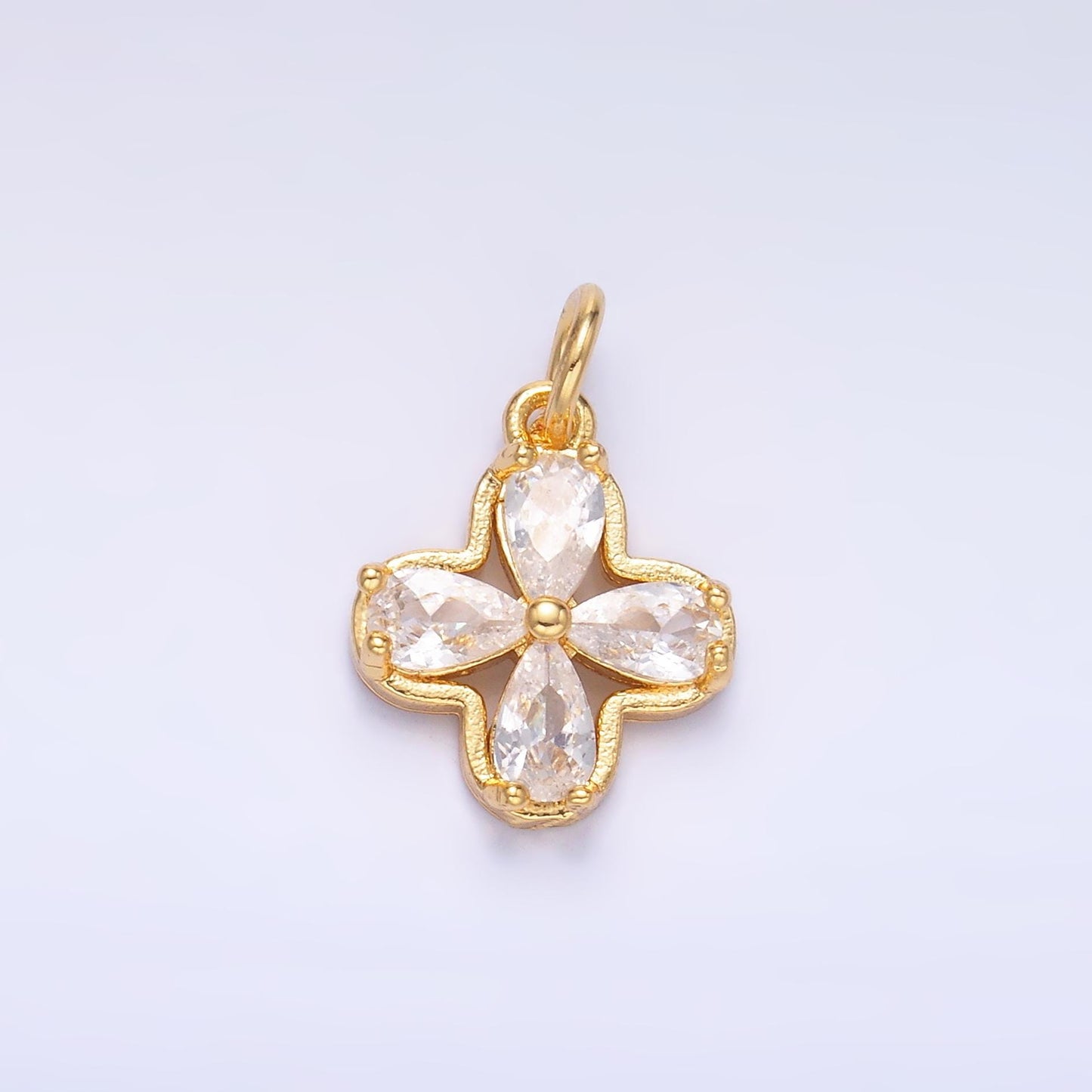 24K Gold Filled CZ Flower Tiny Charm in Gold & Silver | C033