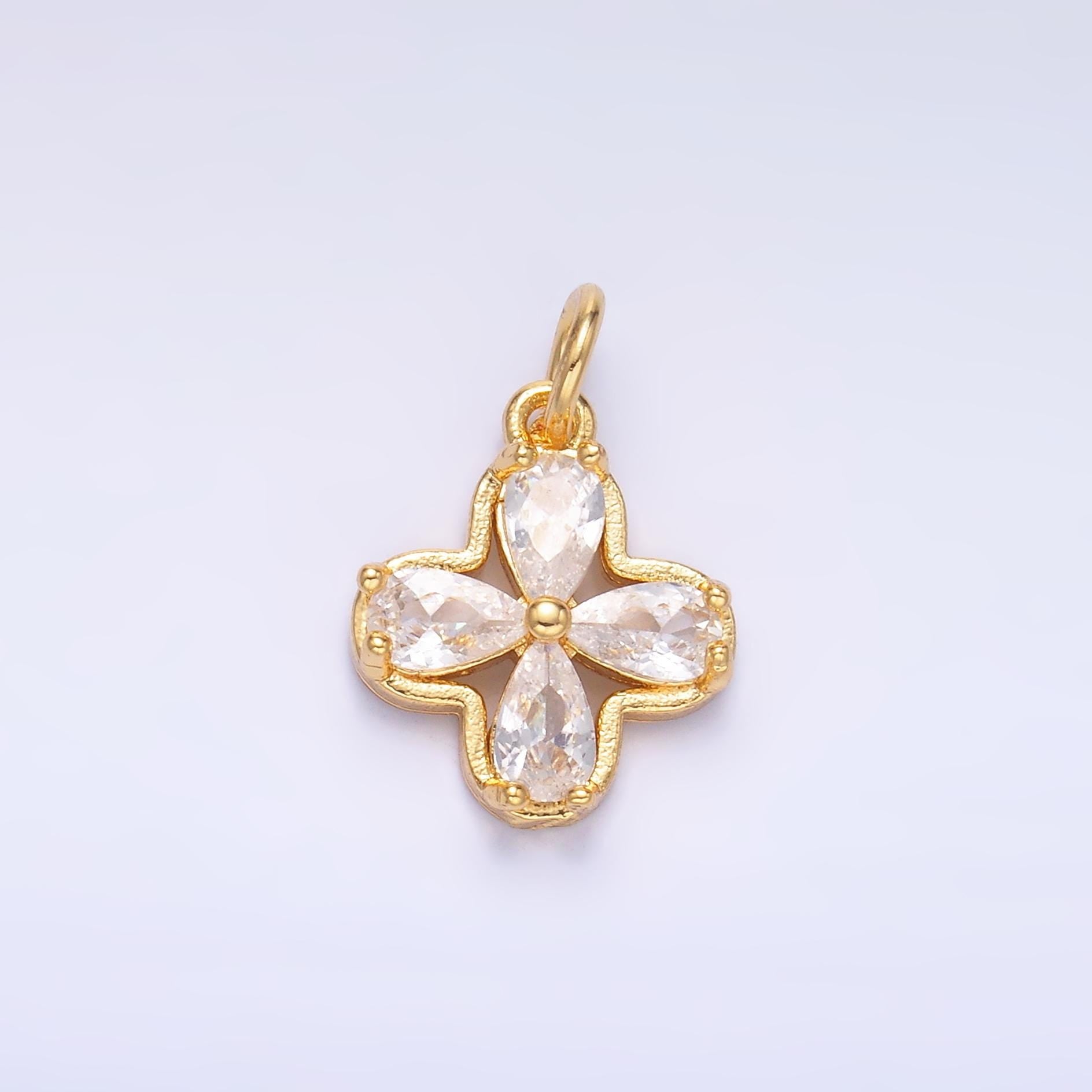 24K Gold Filled CZ Flower Tiny Charm in Gold & Silver | C033