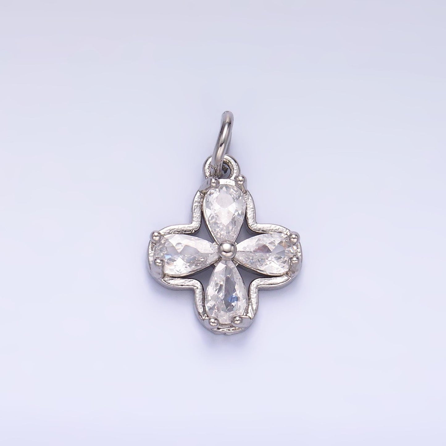 24K Gold Filled CZ Flower Tiny Charm in Gold & Silver | C033