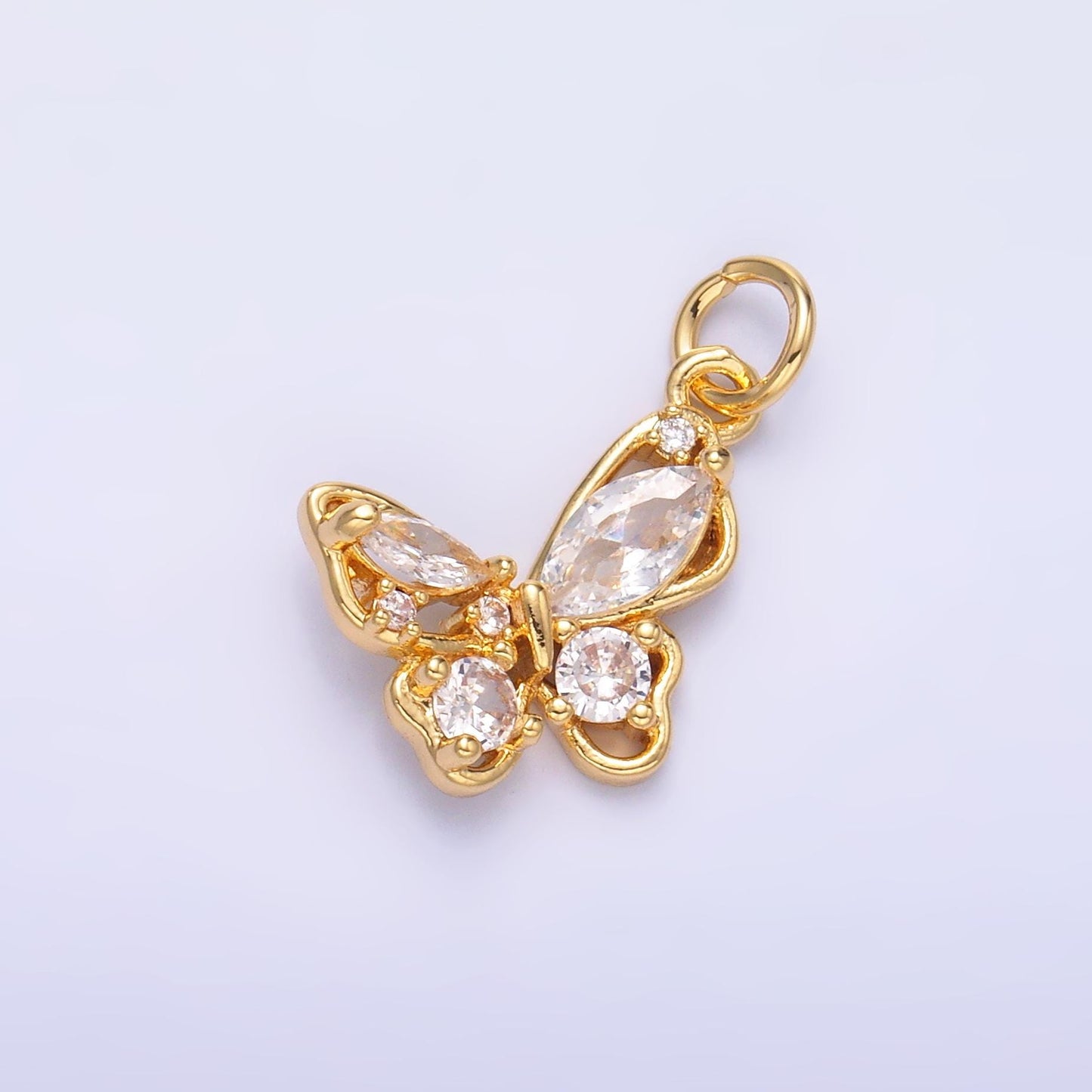 24K Gold Filled Micro Pave CZ Butterfly Mini Charm in Gold & Silver | C034