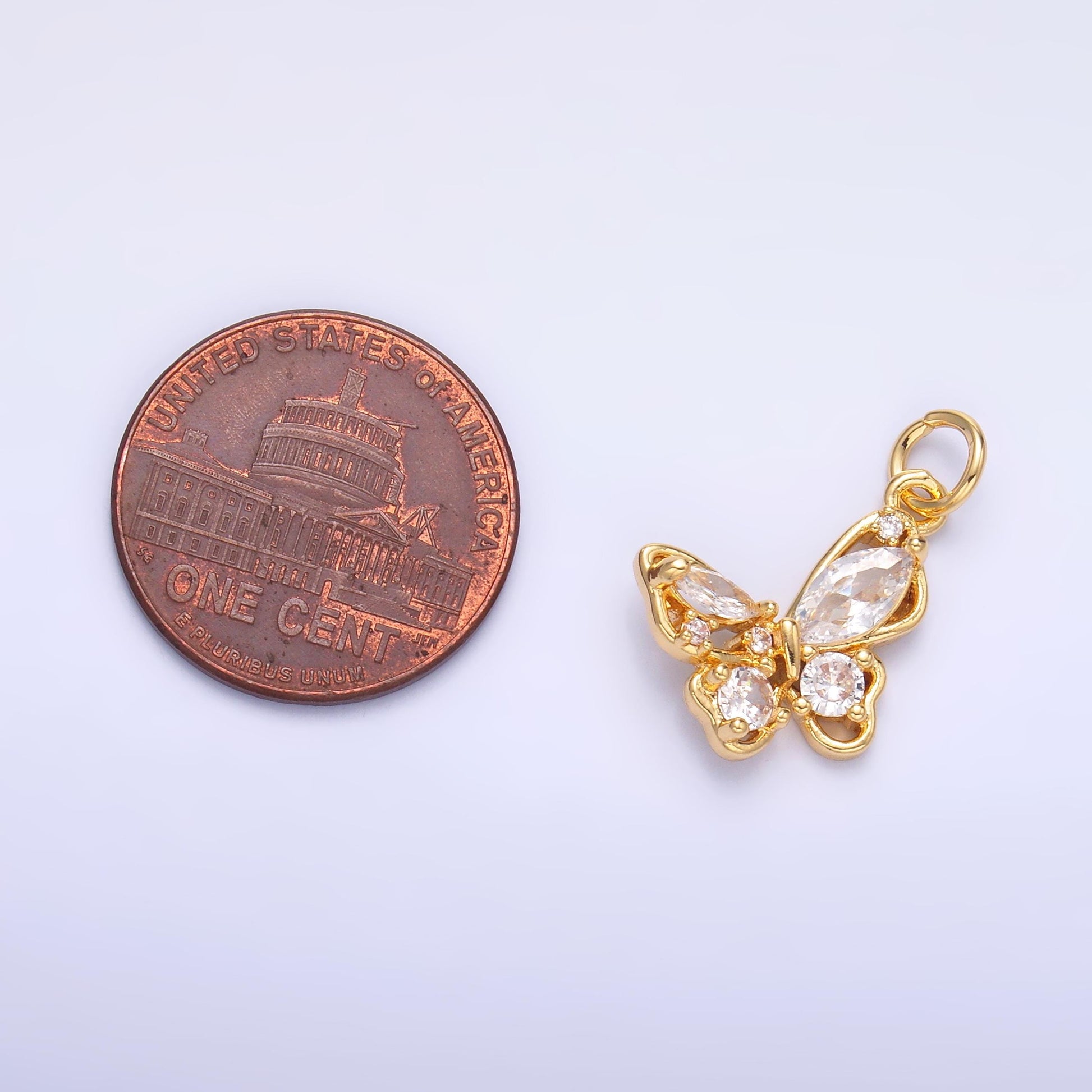 24K Gold Filled Micro Pave CZ Butterfly Mini Charm in Gold & Silver | C034